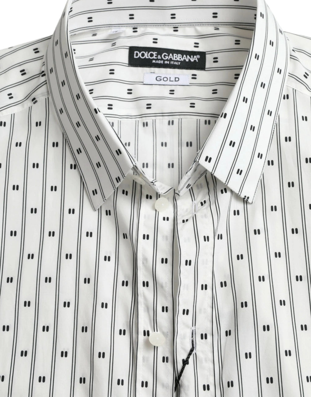Dolce & Gabbana White Patterned Men GOLD Formal Dress Shirt by Dolce & Gabbana