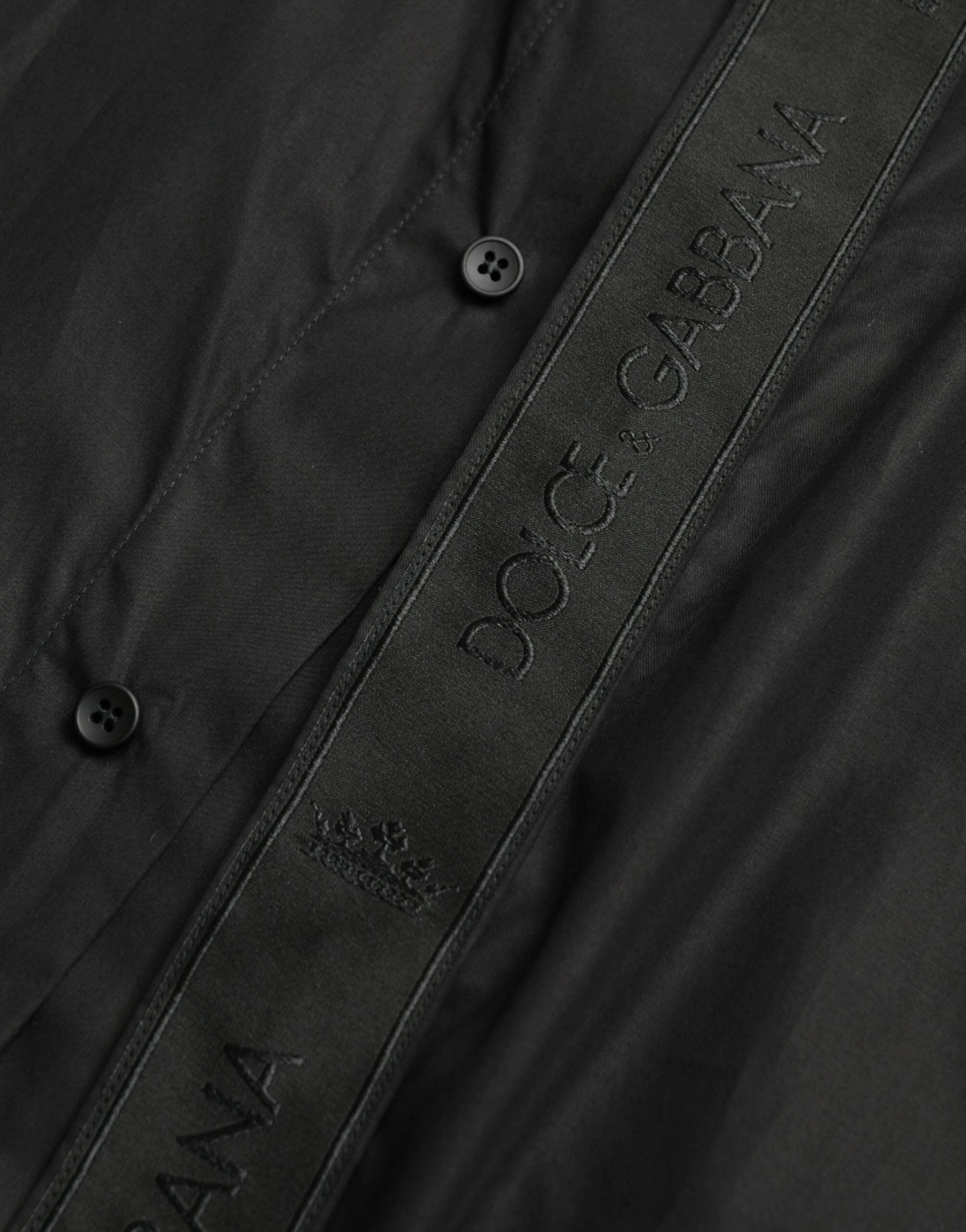 Dolce & Gabbana Black Cotton Logo Formal GOLD Dress Shirt by Dolce & Gabbana
