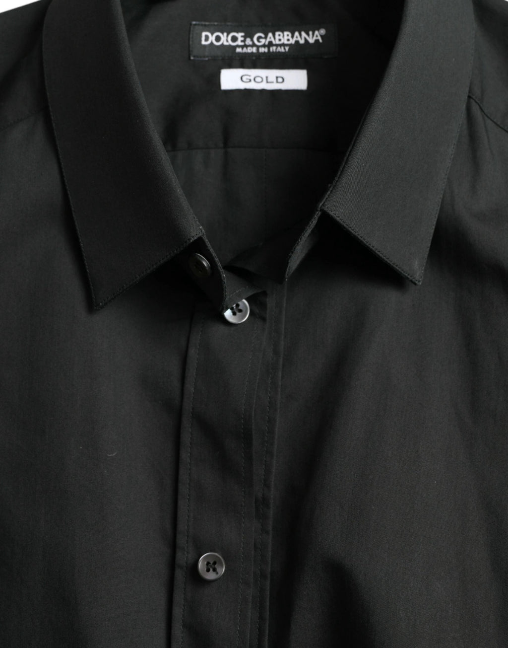 Dolce & Gabbana Black Cotton Silk Formal GOLD Dress Shirt by Dolce & Gabbana