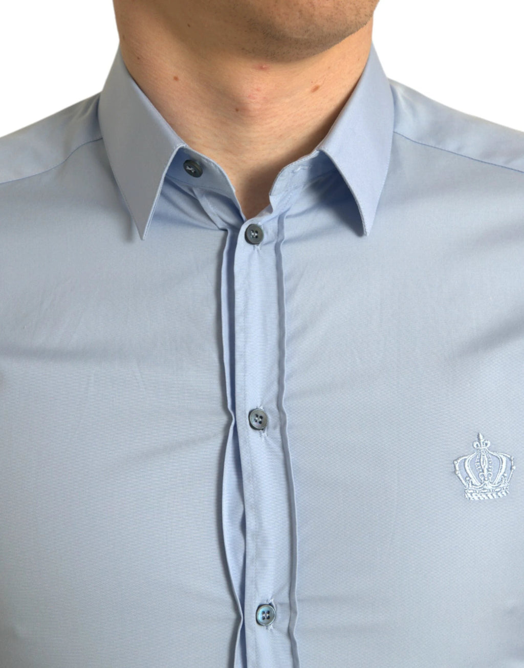 Dolce & Gabbana Sky Blue Cotton Men Formal GOLD Dress Shirt by Dolce & Gabbana