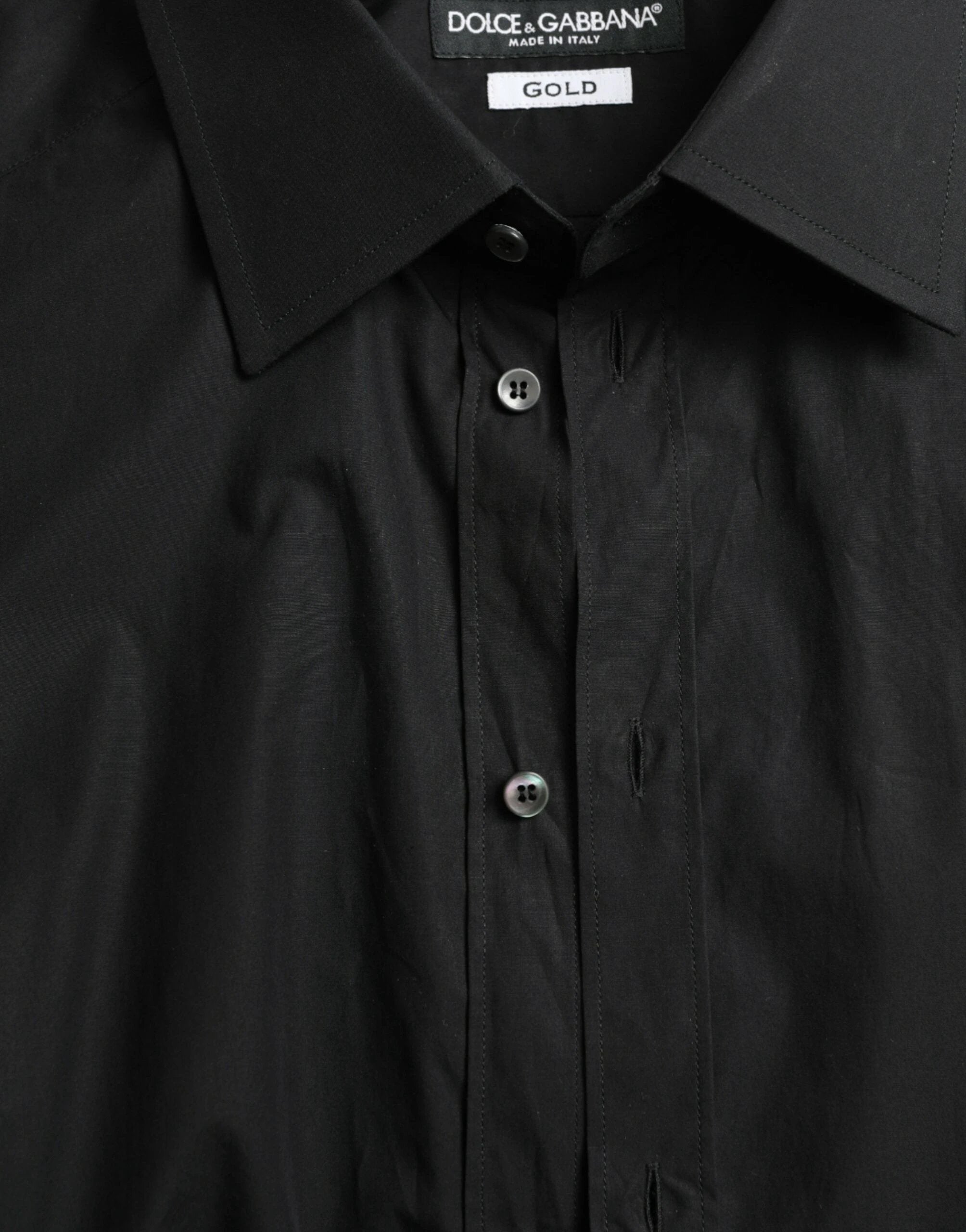 Dolce & Gabbana Black Cotton Men Formal GOLD Dress Shirt by Dolce & Gabbana