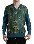 Dolce & Gabbana Green Peacock Feather Pullover Sweater by Dolce & Gabbana