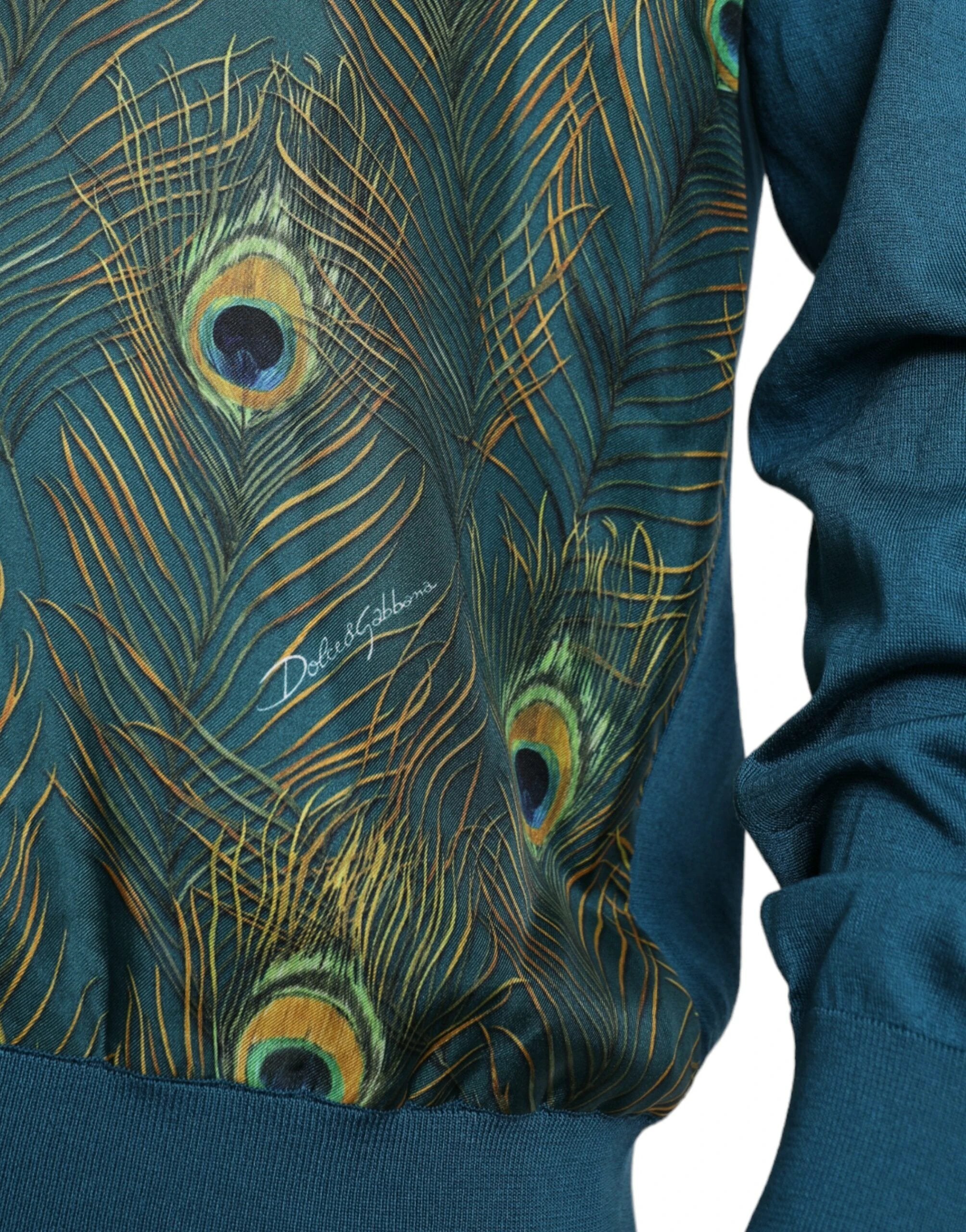 Dolce & Gabbana Green Peacock Feather Pullover Sweater by Dolce & Gabbana
