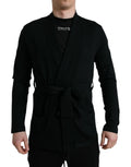 Dolce & Gabbana Black Cashmere Long Sleeves Belted Wrap Robe by Dolce & Gabbana