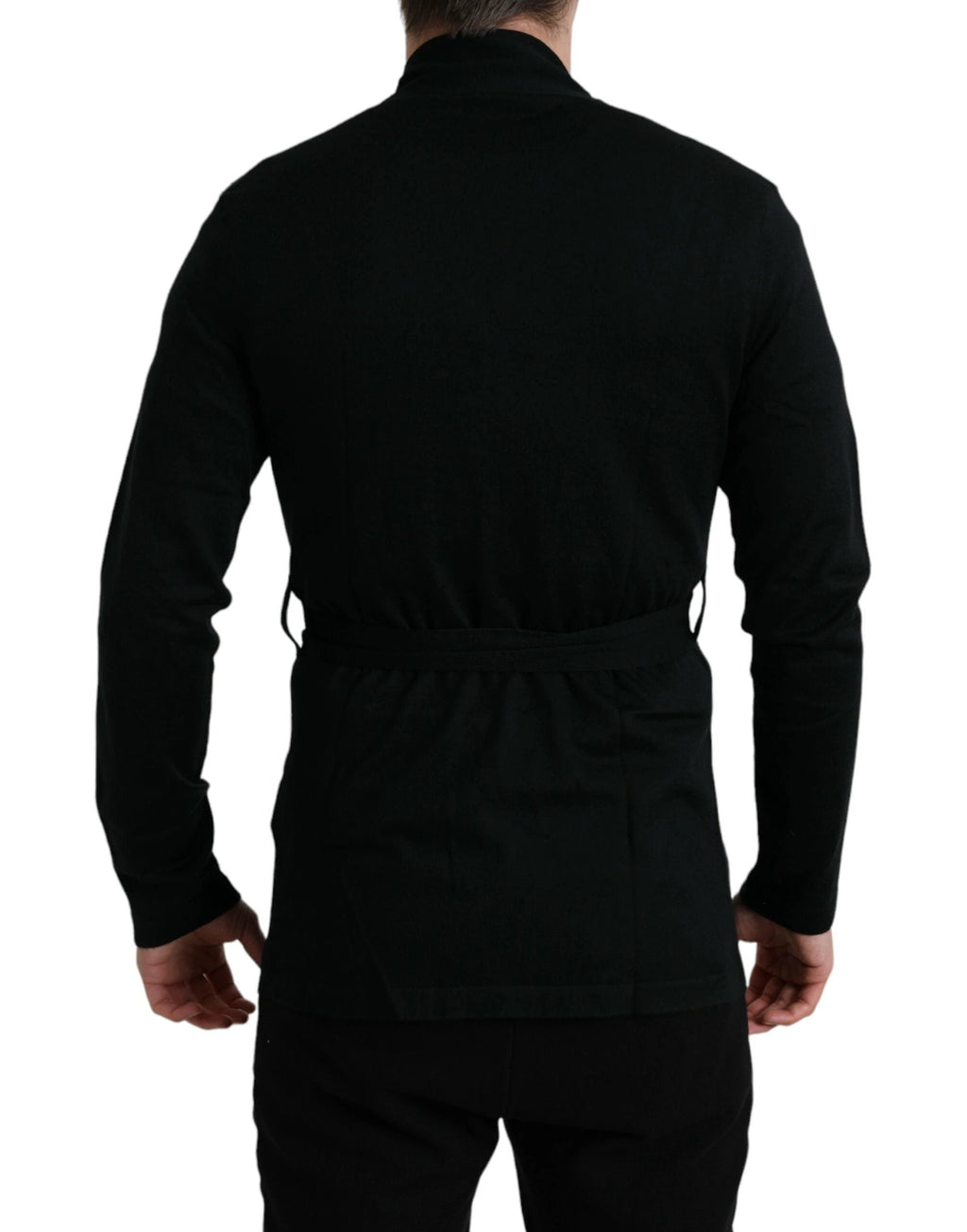 Dolce & Gabbana Black Cashmere Long Sleeves Belted Wrap Robe by Dolce & Gabbana