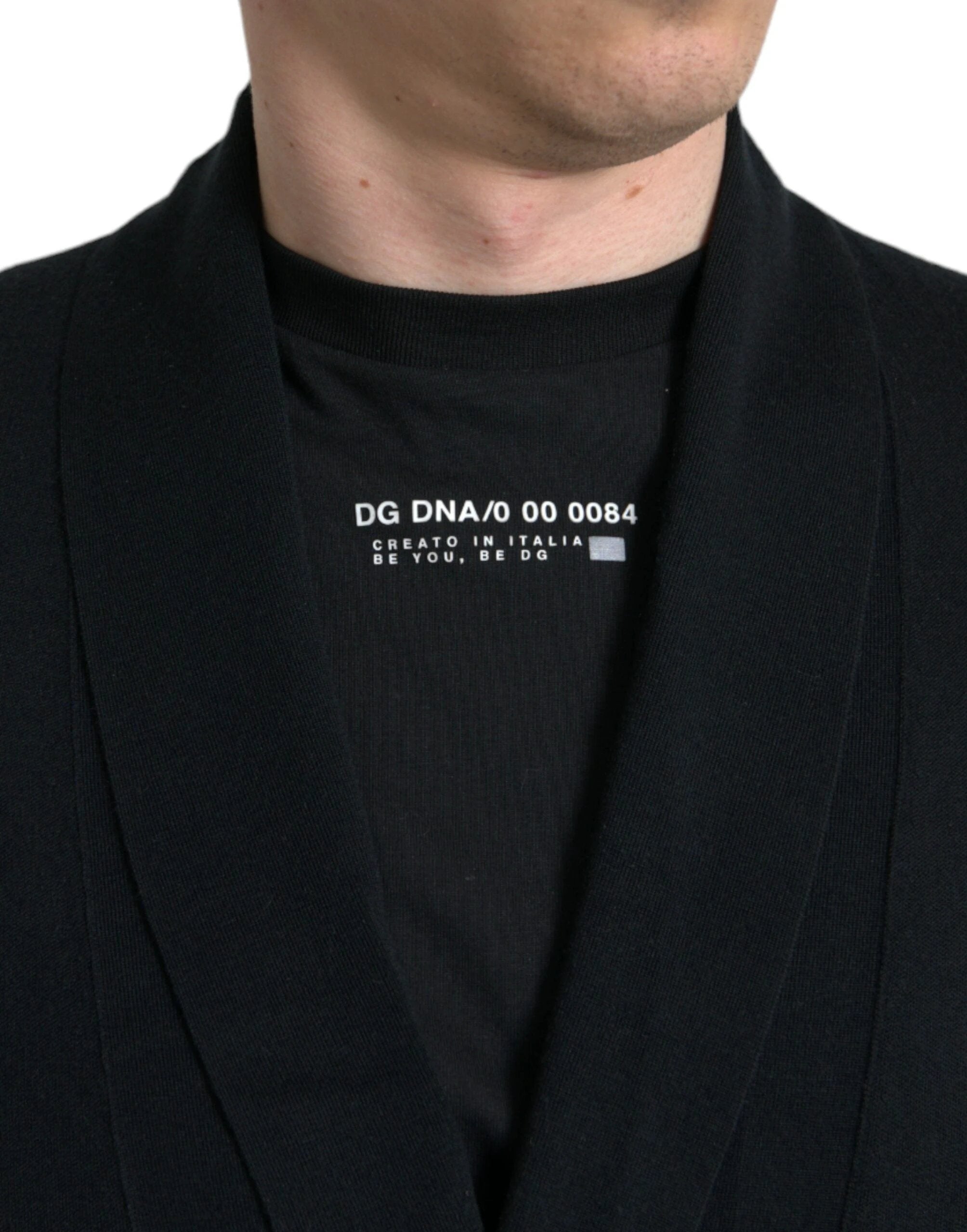 Dolce & Gabbana Black Cashmere Long Sleeves Belted Wrap Robe by Dolce & Gabbana