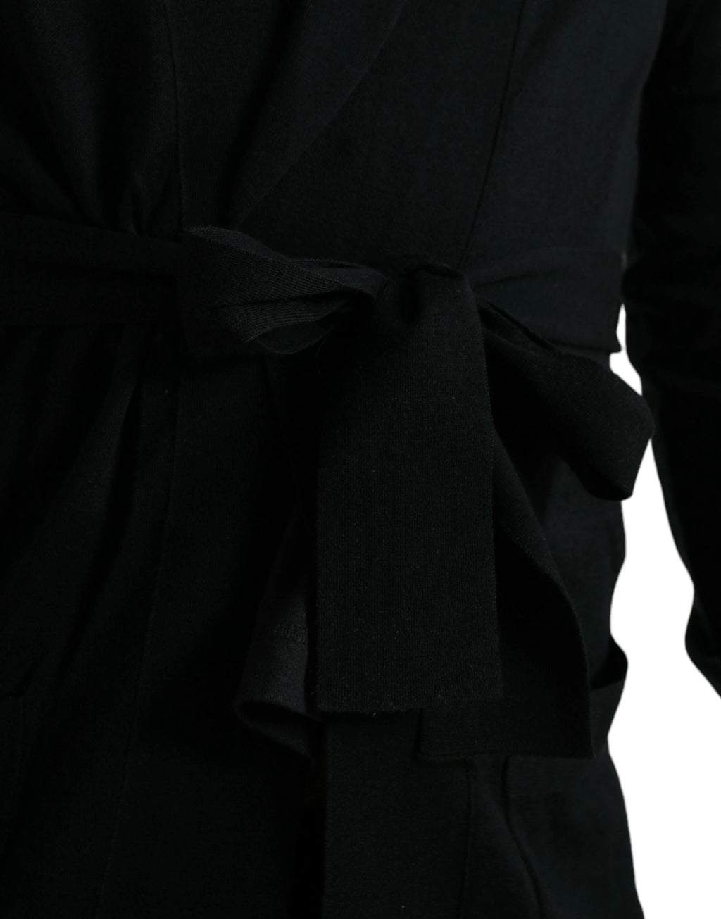 Dolce & Gabbana Black Cashmere Long Sleeves Belted Wrap Robe by Dolce & Gabbana