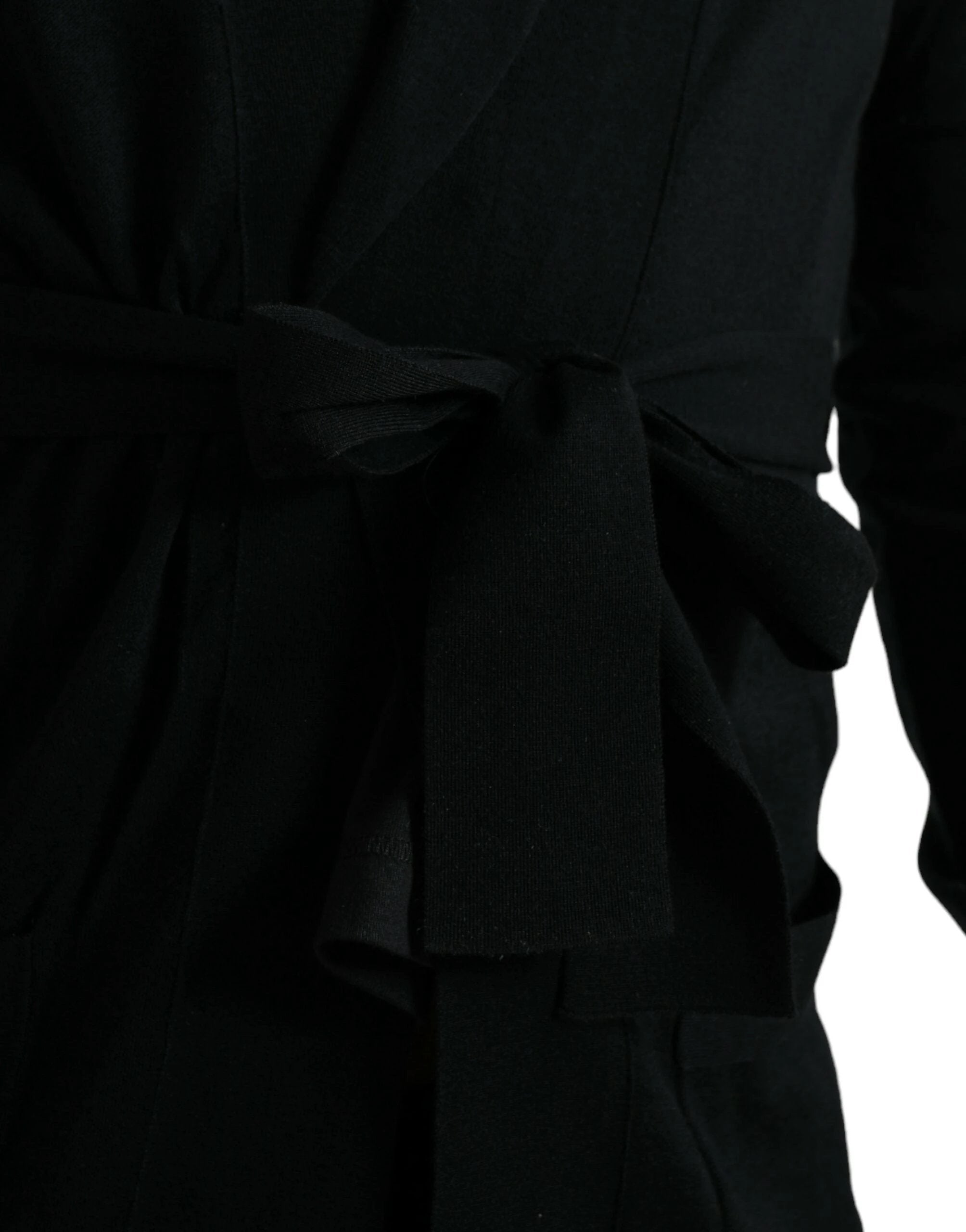 Dolce & Gabbana Black Cashmere Long Sleeves Belted Wrap Robe by Dolce & Gabbana
