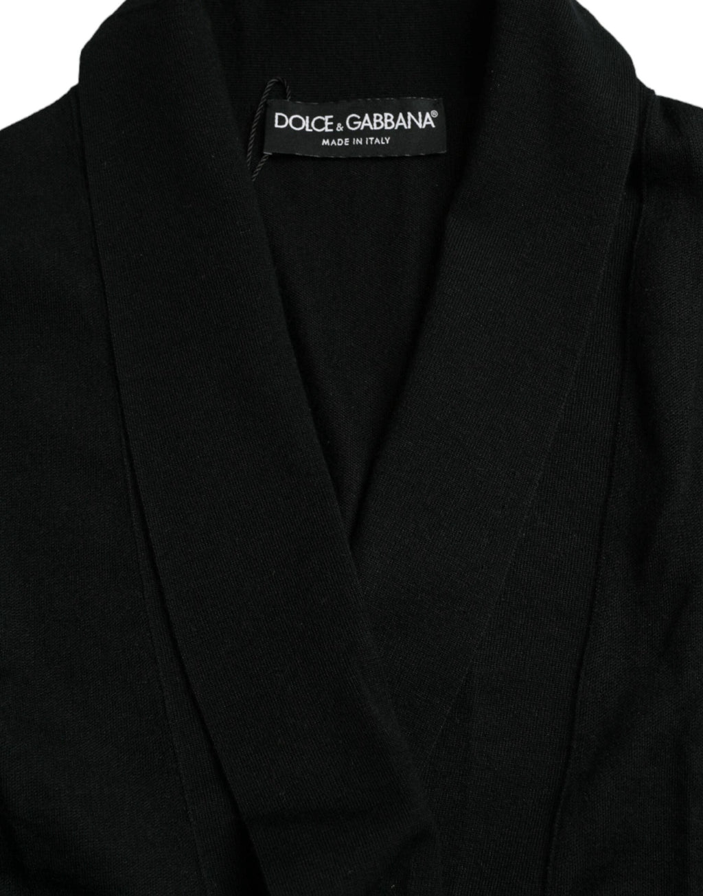 Dolce & Gabbana Black Cashmere Long Sleeves Belted Wrap Robe by Dolce & Gabbana