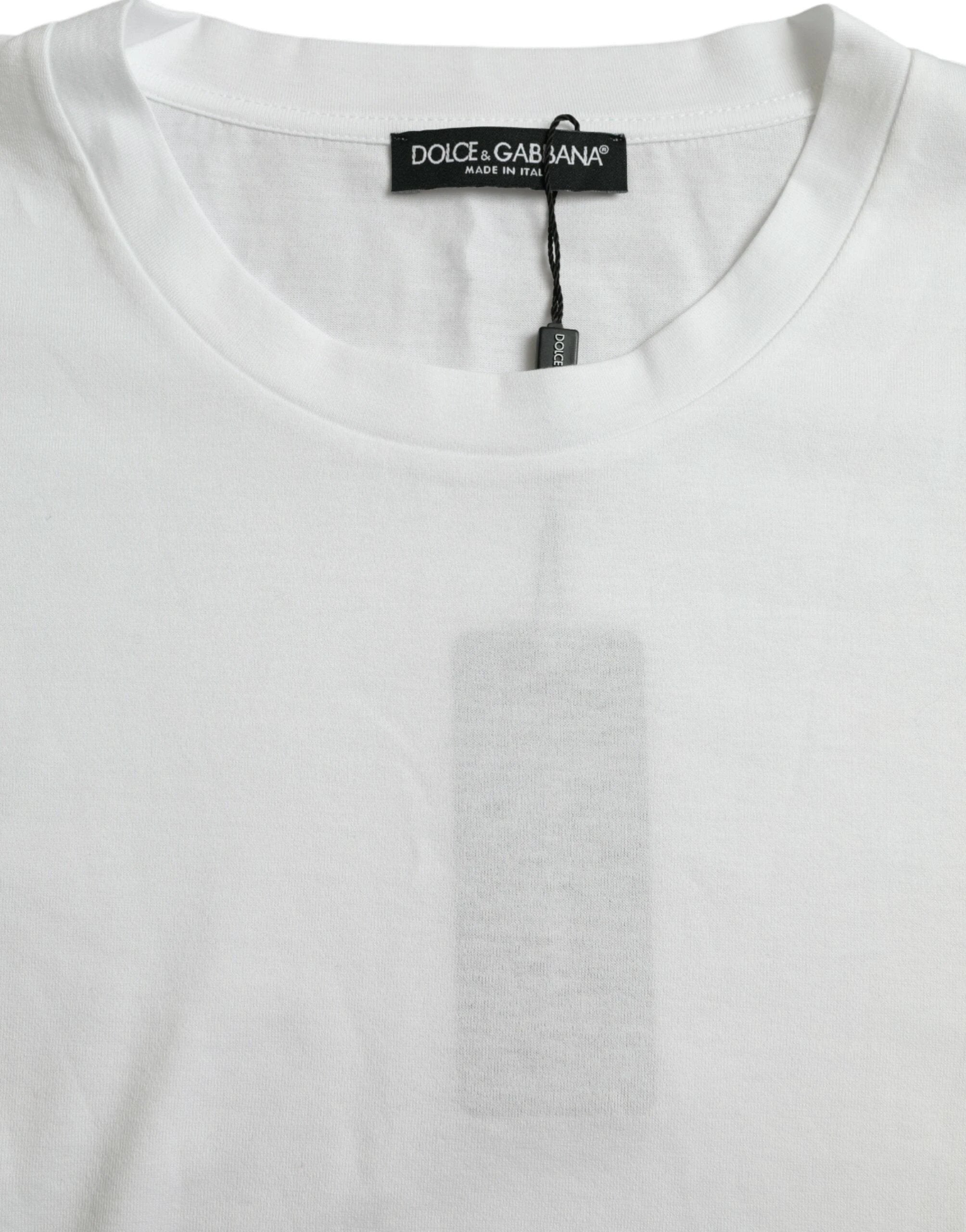 Dolce & Gabbana White Cotton Short Sleeves Crewneck T-shirt by Dolce & Gabbana