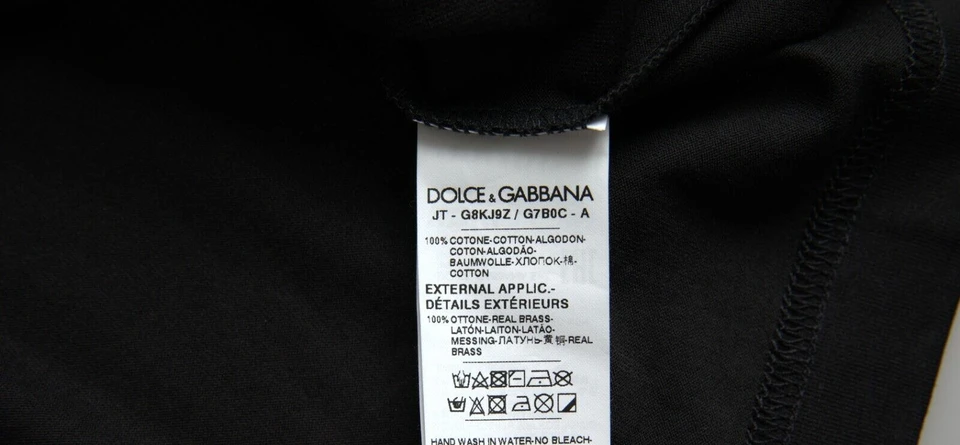 Dolce & Gabbana Black Silver Chain Short Sleeve T-shirt by Dolce & Gabbana
