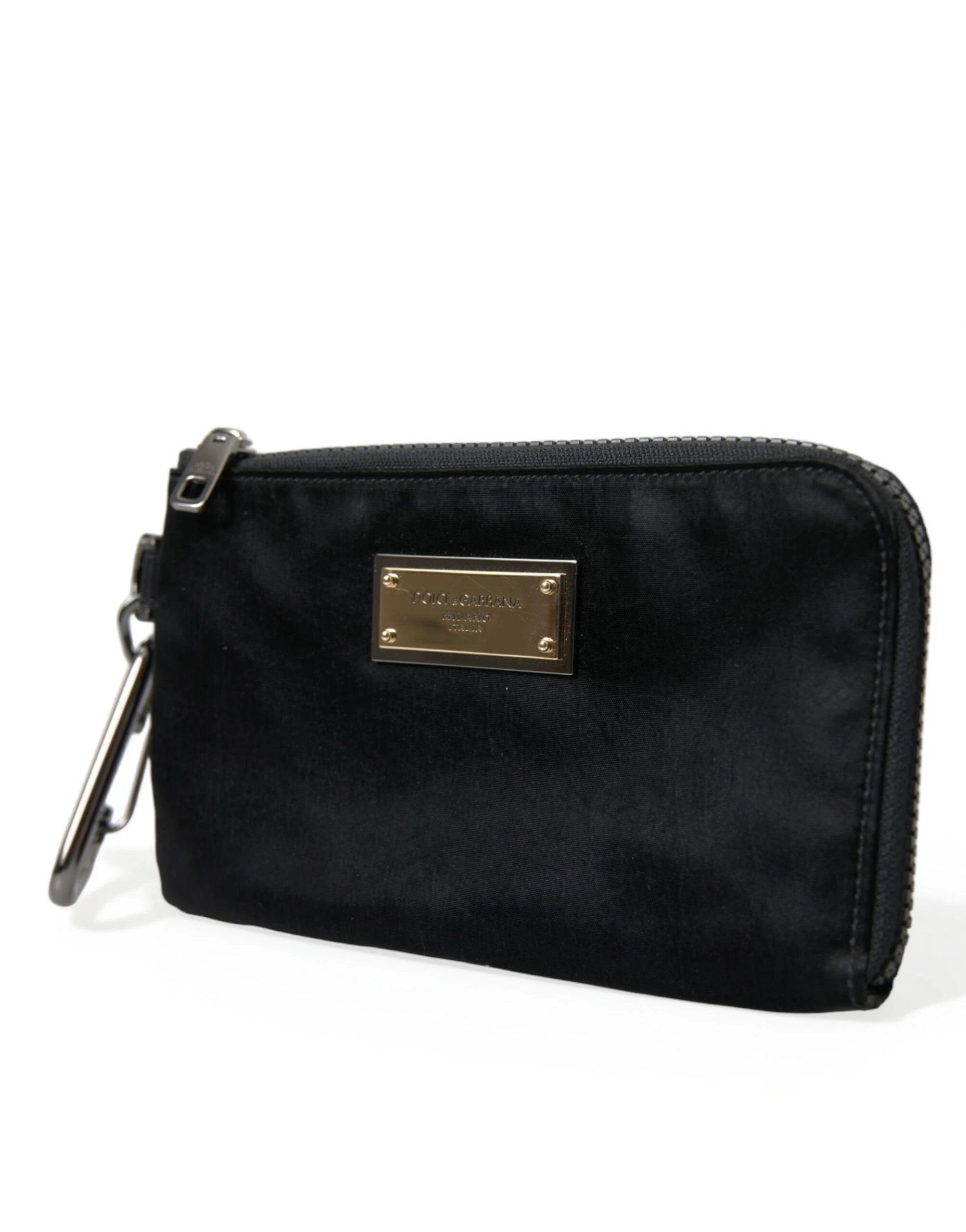 Dolce & Gabbana Black Nylon Logo Plaque Keyring Pouch Clutch Bags by Dolce & Gabbana