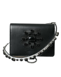 Dolce & Gabbana Black White Leather Crystal Embellished Cardholder Wallet by Dolce & Gabbana