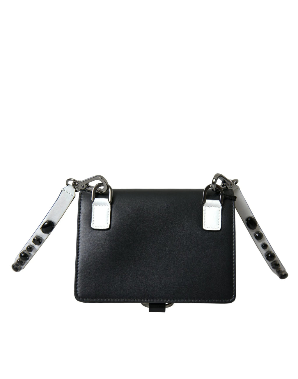 Dolce & Gabbana Black White Leather Crystal Embellished Cardholder Wallet by Dolce & Gabbana