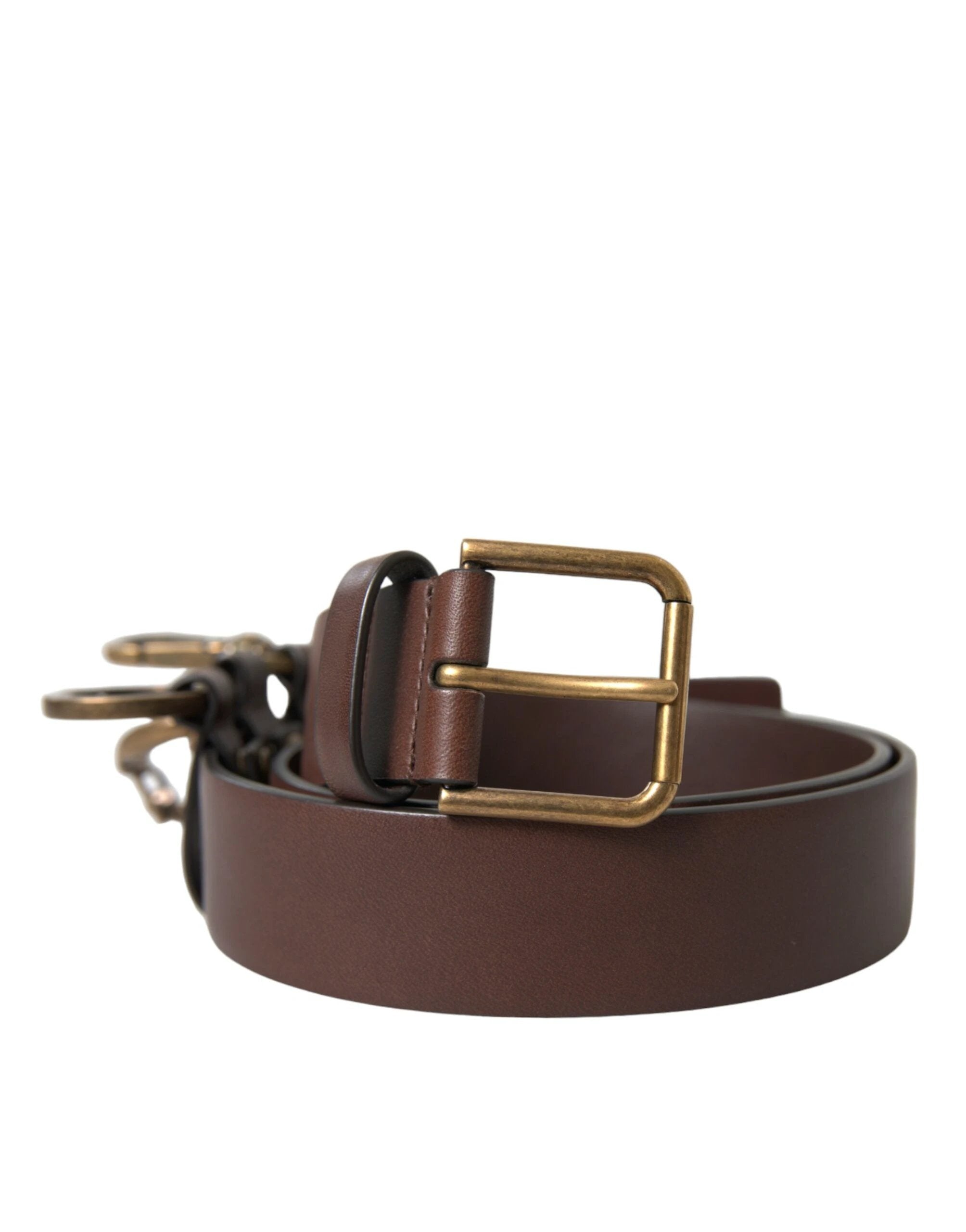 Dolce & Gabbana Brown Calf Leather Gold Metal Buckle Belt by Dolce & Gabbana