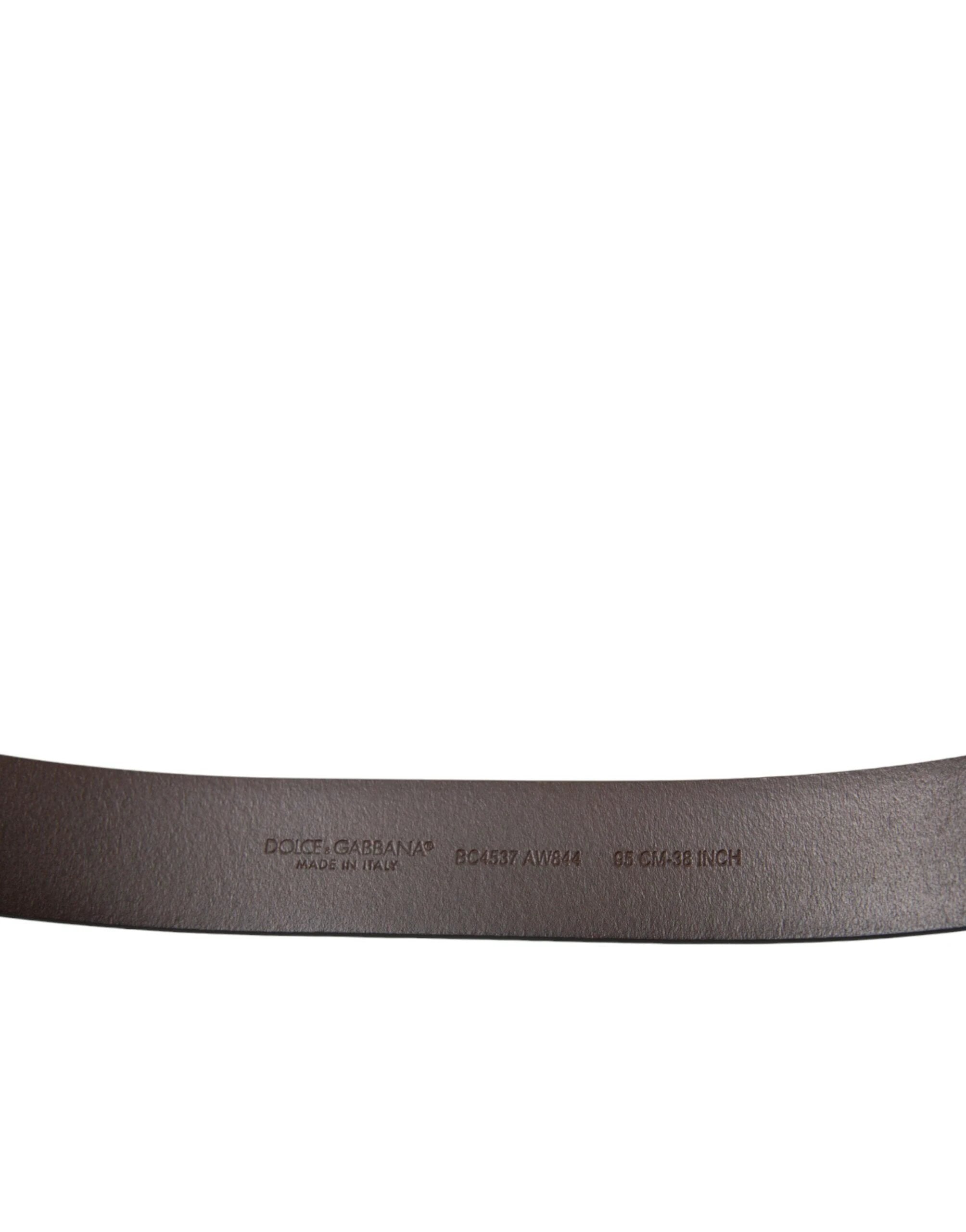 Dolce & Gabbana Brown Calf Leather Gold Metal Buckle Belt by Dolce & Gabbana