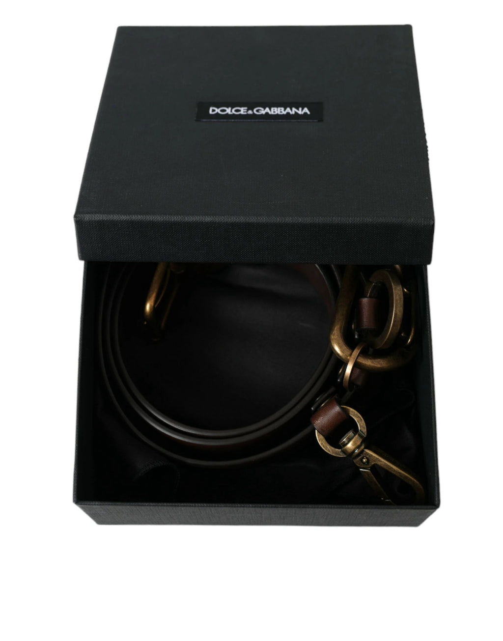 Dolce & Gabbana Brown Calf Leather Gold Metal Buckle Belt by Dolce & Gabbana