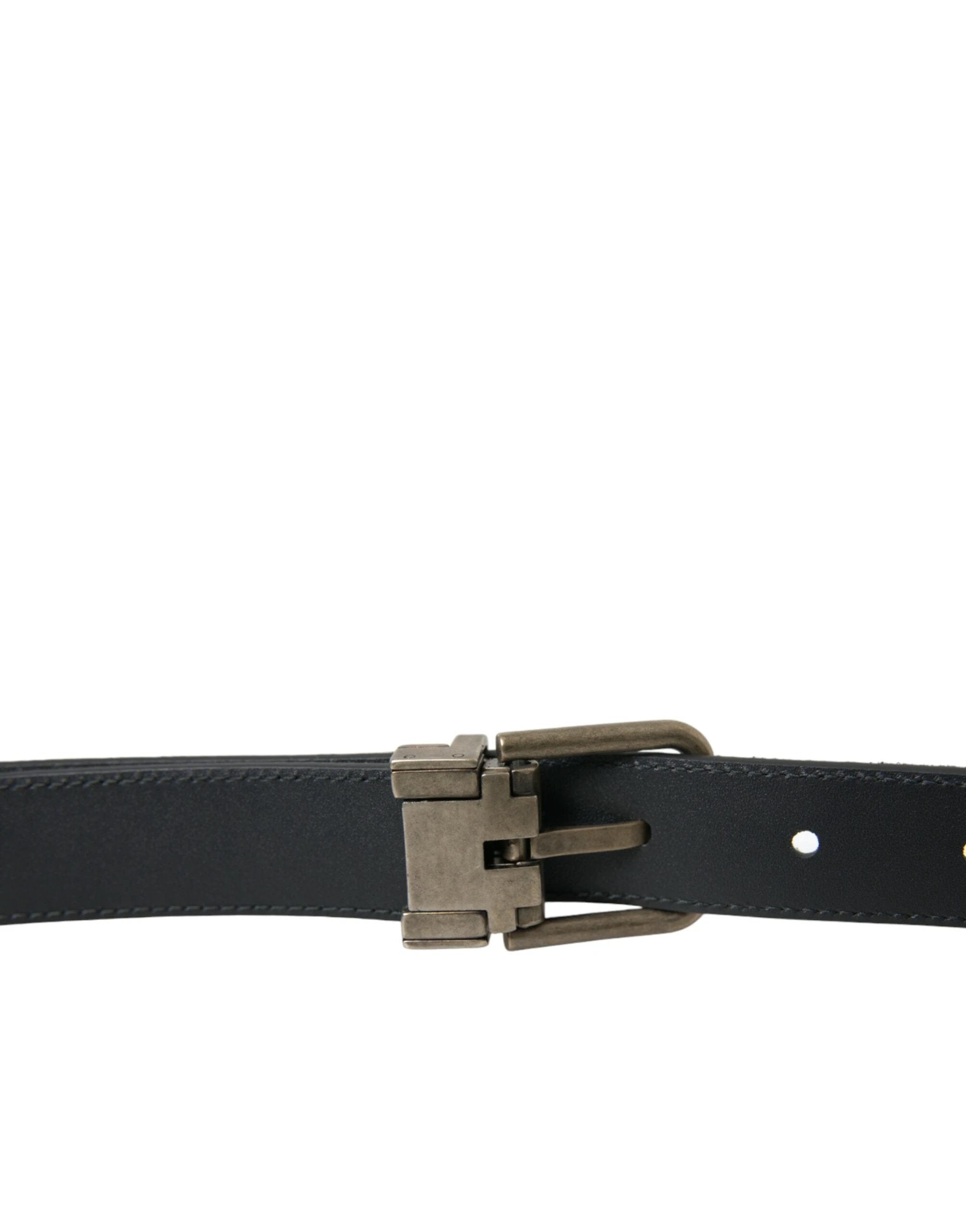 Dolce & Gabbana Black Goat Leather Antique Metal Buckle Belt by Dolce & Gabbana