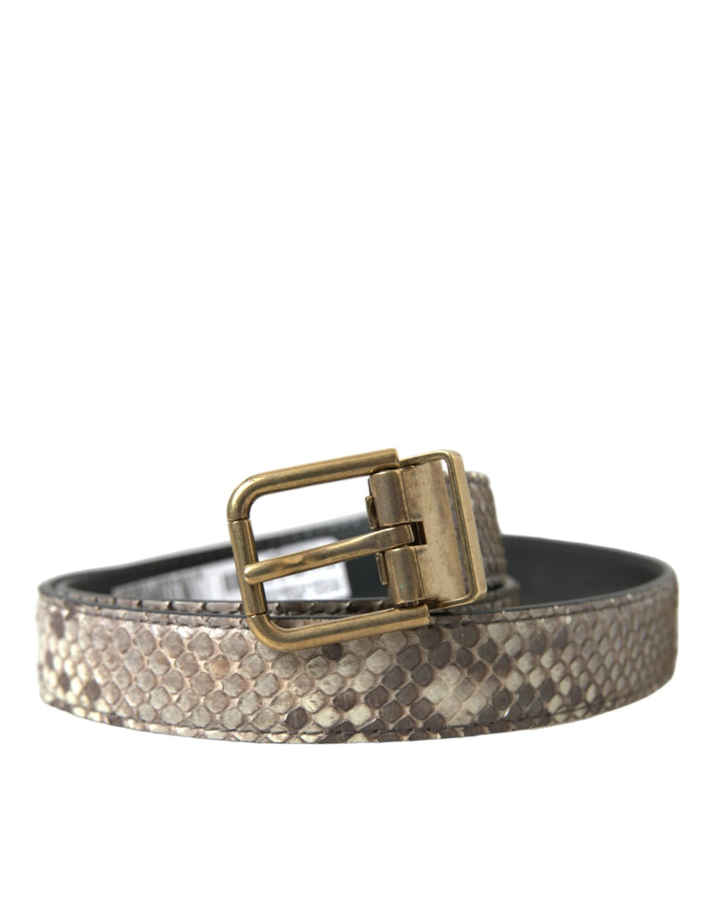 Dolce & Gabbana Brown Python Leather Gold Metal Buckle Belt by Dolce & Gabbana