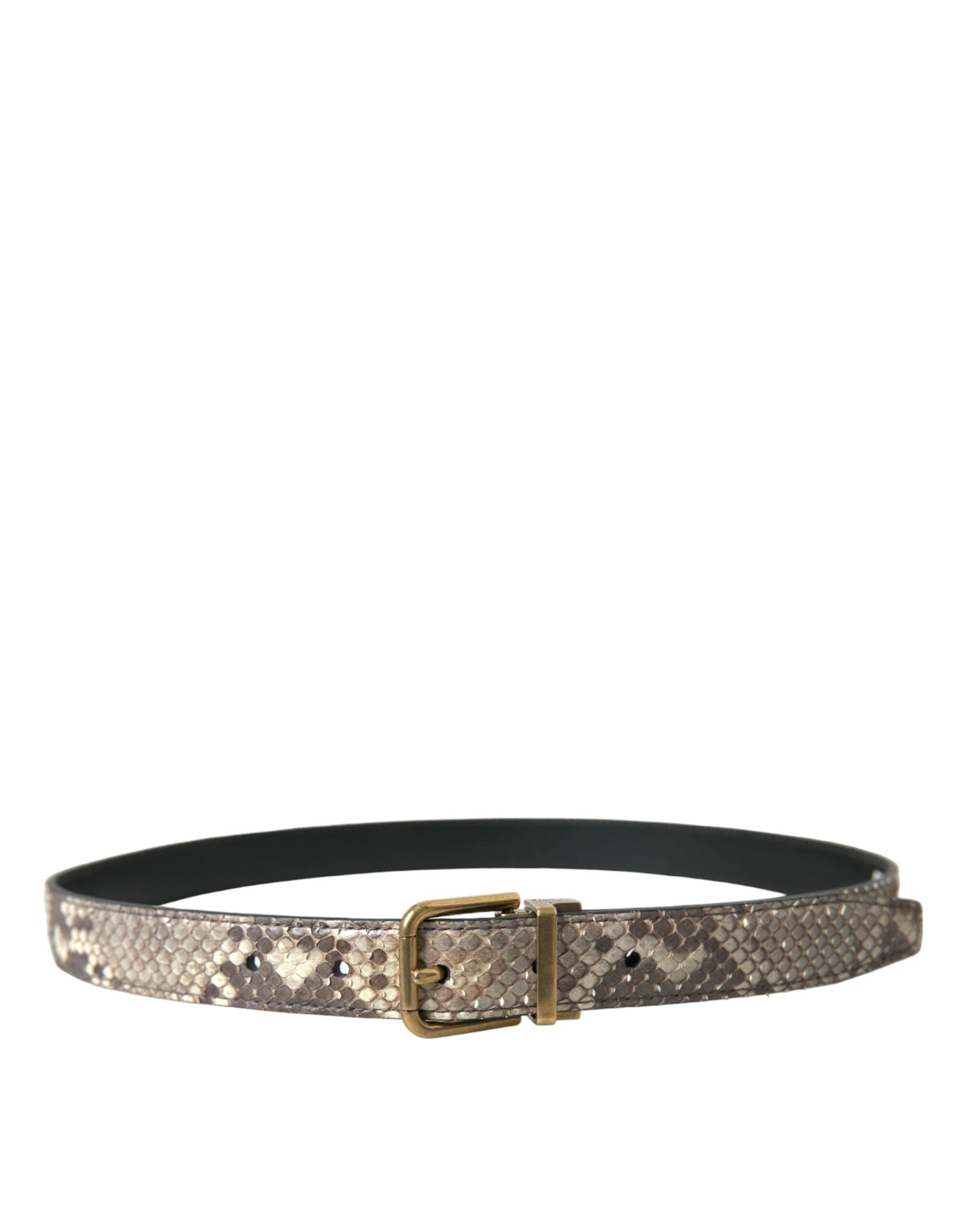 Dolce & Gabbana Brown Python Leather Gold Metal Buckle Belt by Dolce & Gabbana