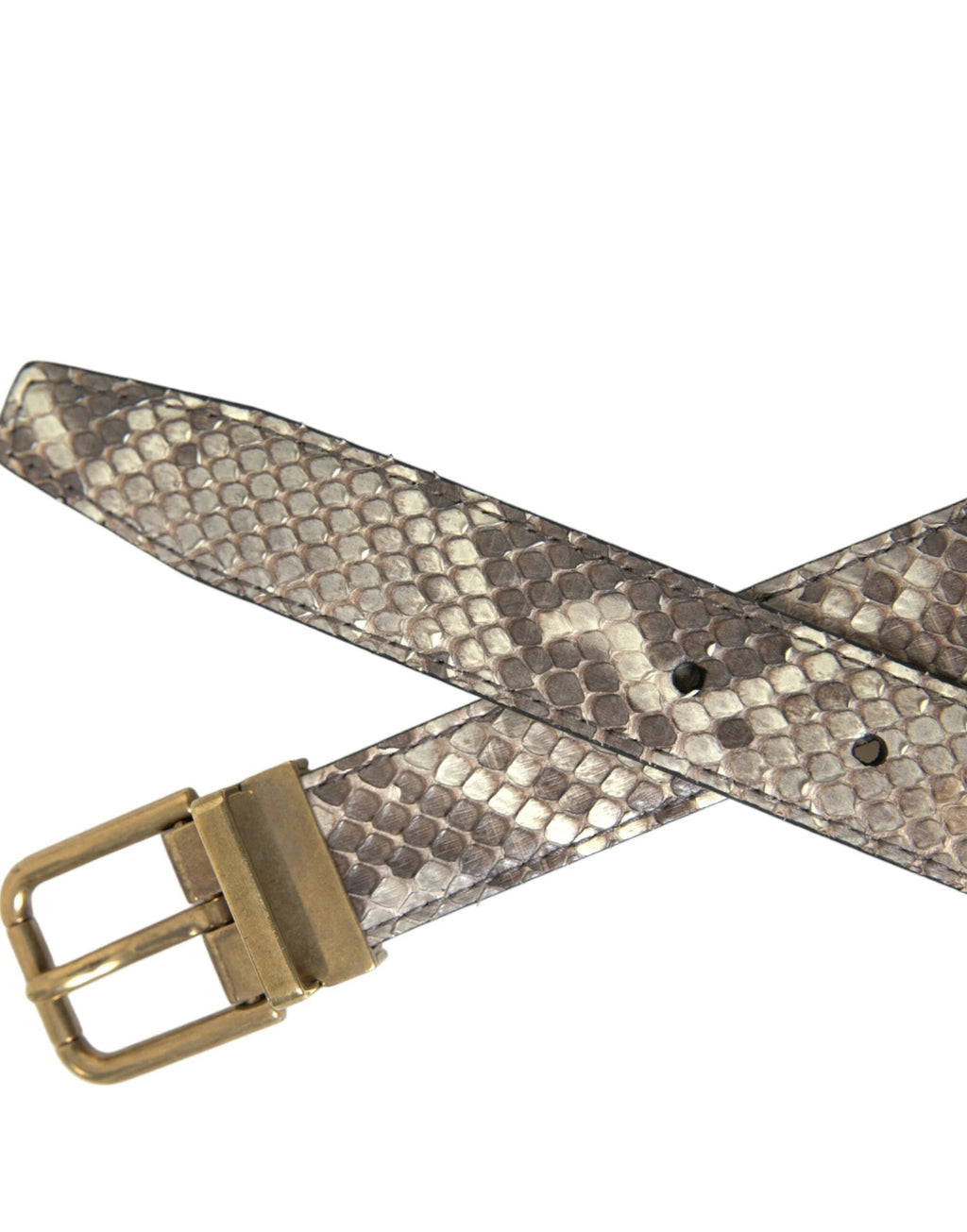 Dolce & Gabbana Brown Python Leather Gold Metal Buckle Belt by Dolce & Gabbana