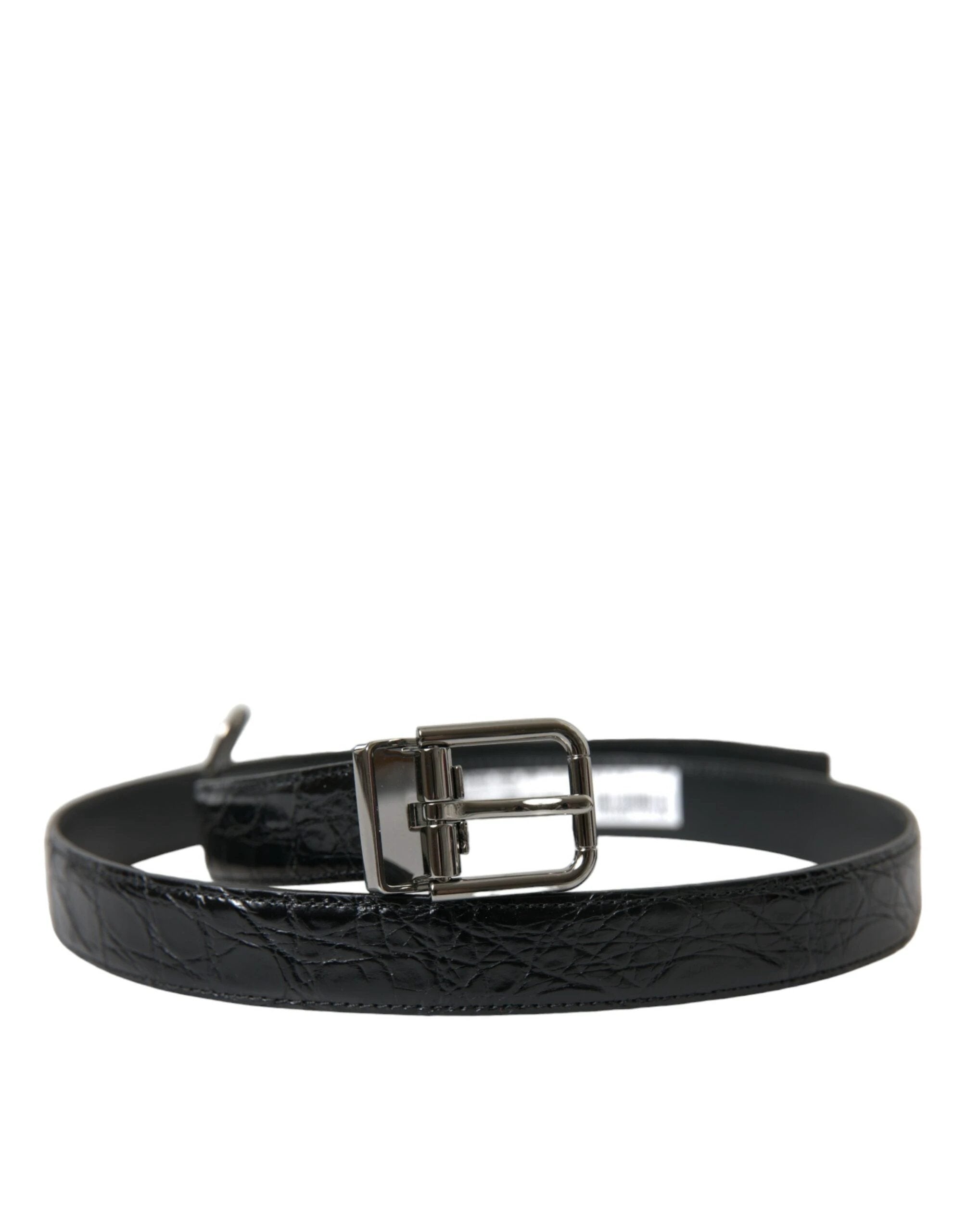 Dolce & Gabbana Black Leather Silver Metal Buckle Belt by Dolce & Gabbana