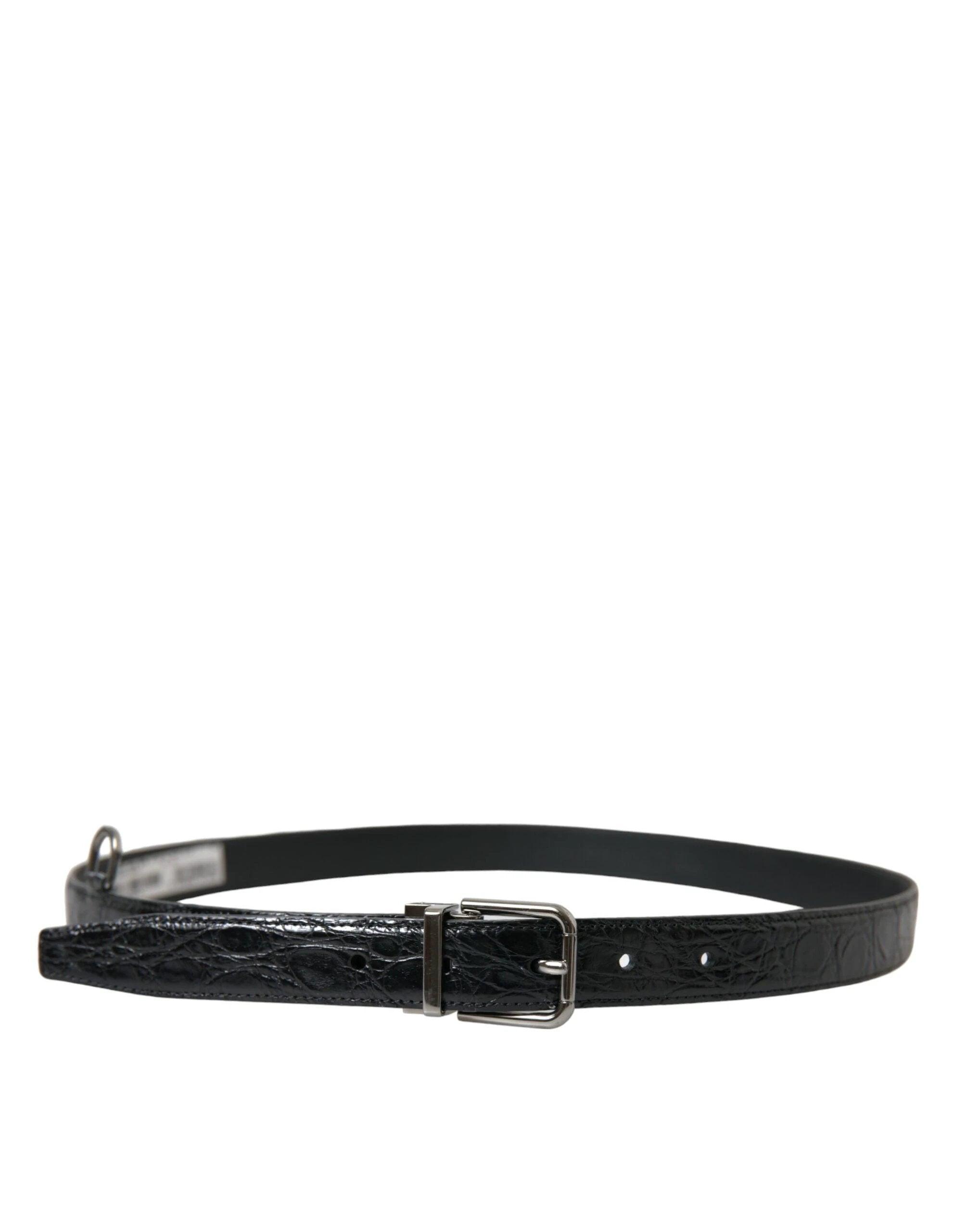 Dolce & Gabbana Black Leather Silver Metal Buckle Belt by Dolce & Gabbana