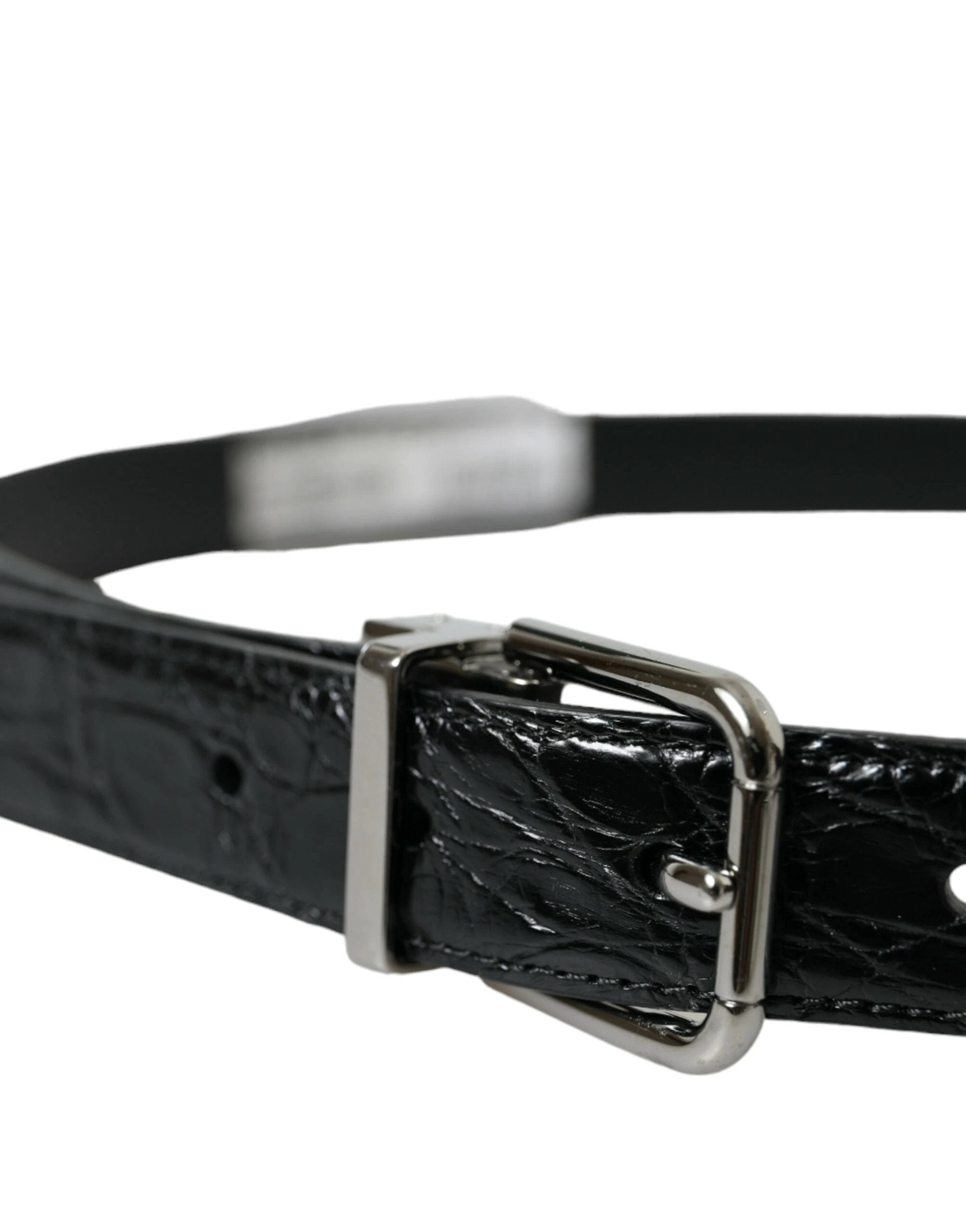 Dolce & Gabbana Black Leather Silver Metal Buckle Belt by Dolce & Gabbana