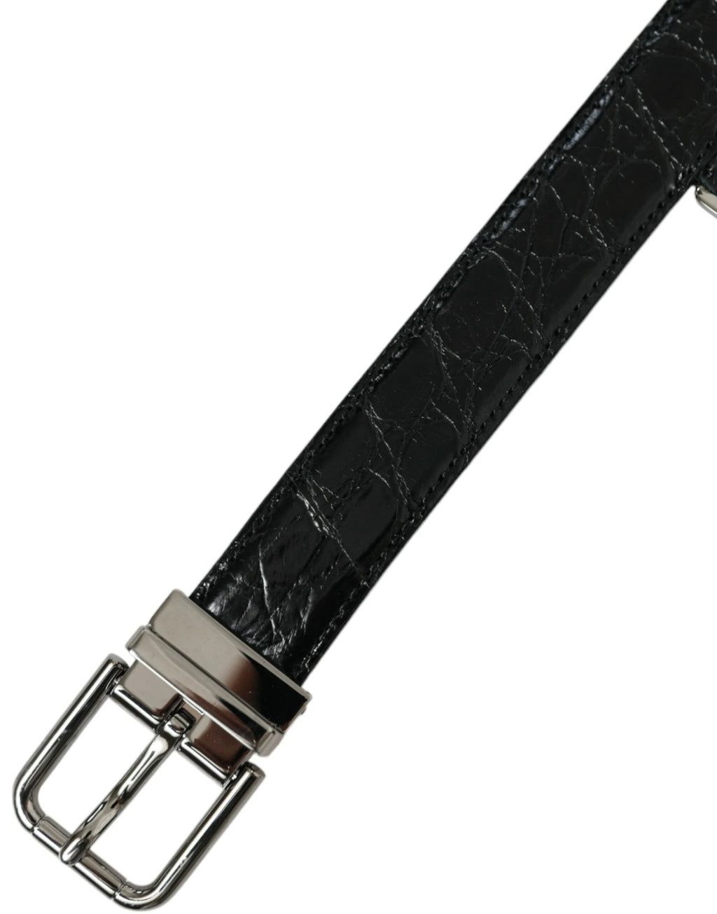 Dolce & Gabbana Black Leather Silver Metal Buckle Belt by Dolce & Gabbana
