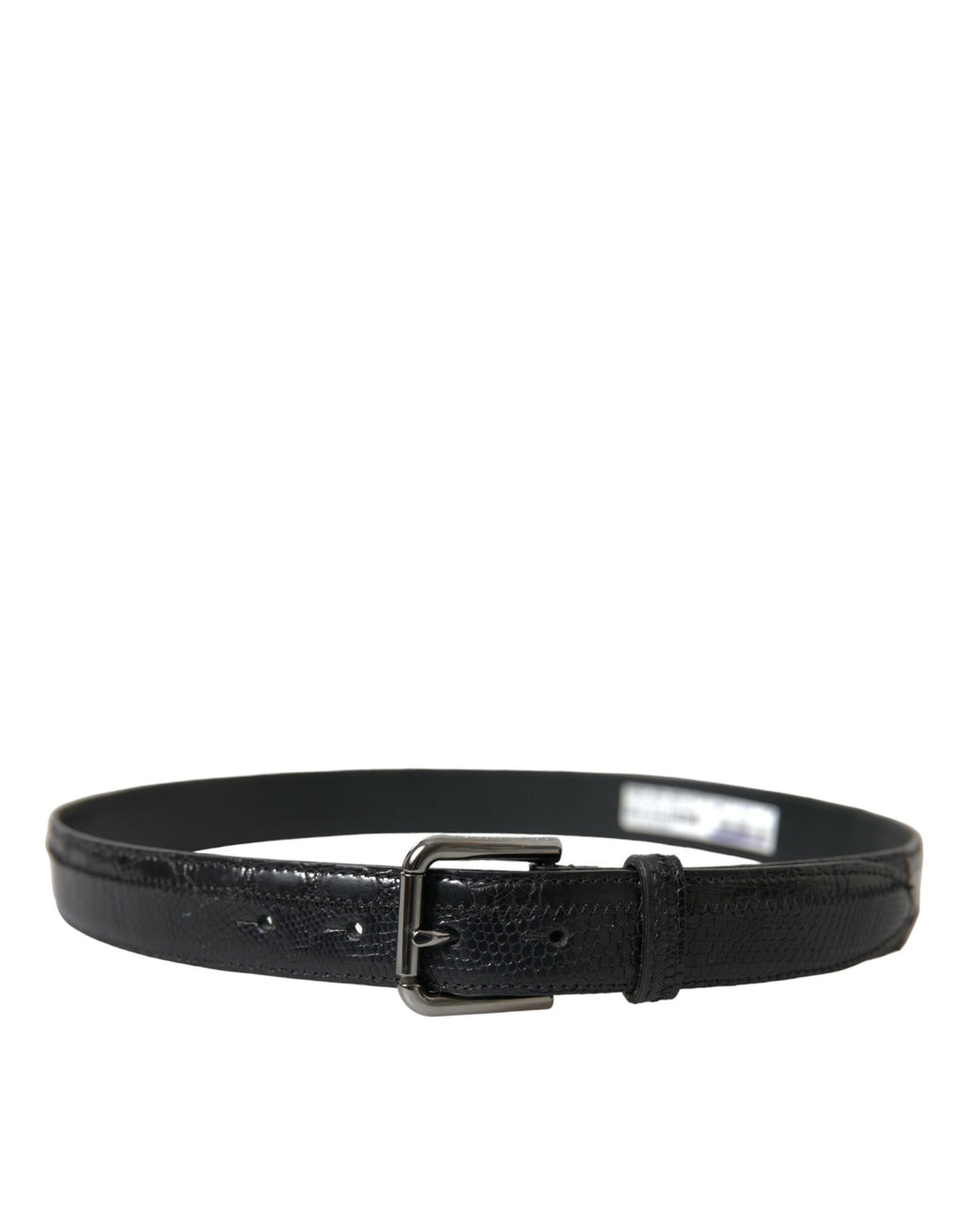 Dolce & Gabbana Black Exotic Leather Silver Metal Buckle Belt by Dolce & Gabbana