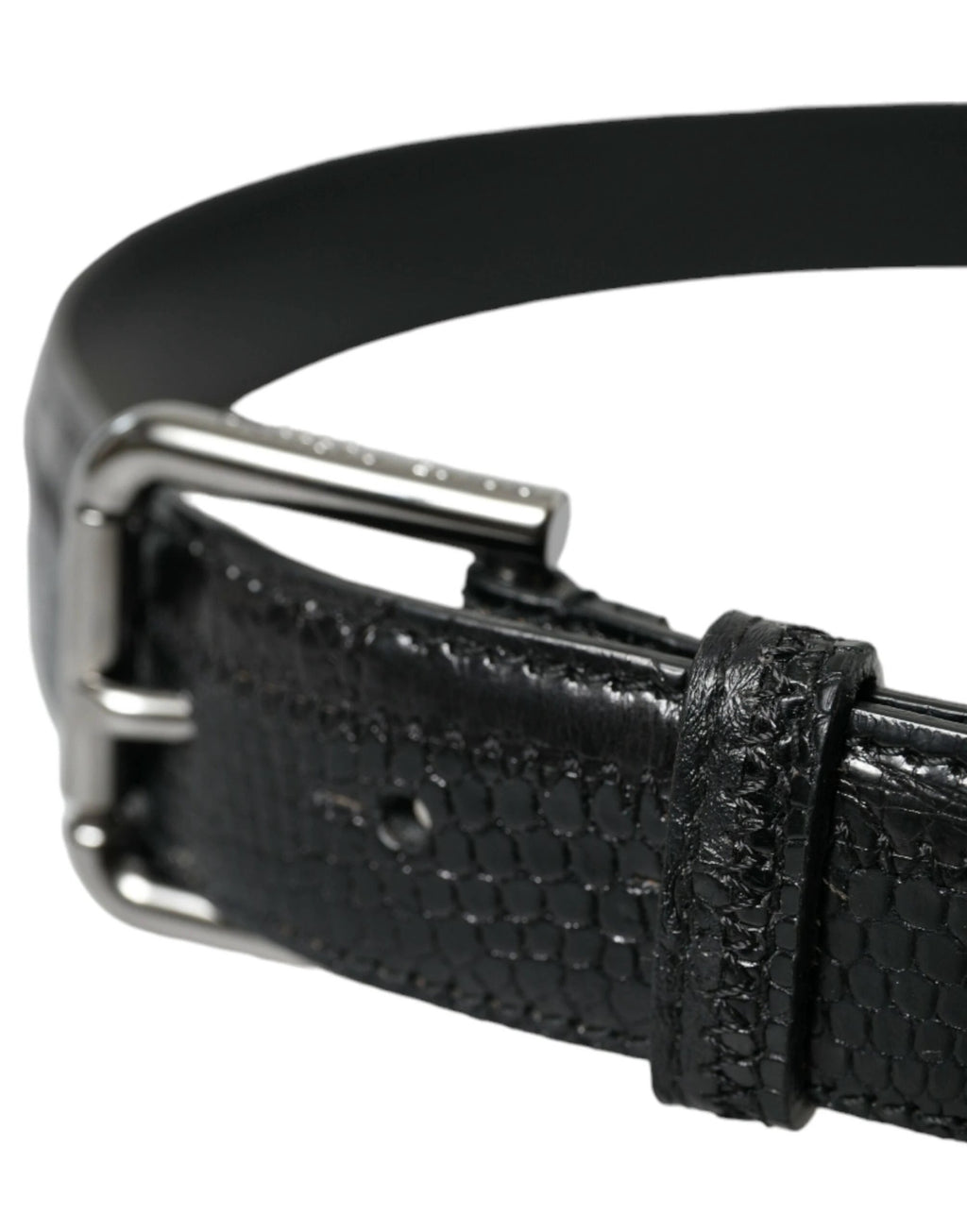 Dolce & Gabbana Black Exotic Leather Silver Metal Buckle Belt by Dolce & Gabbana