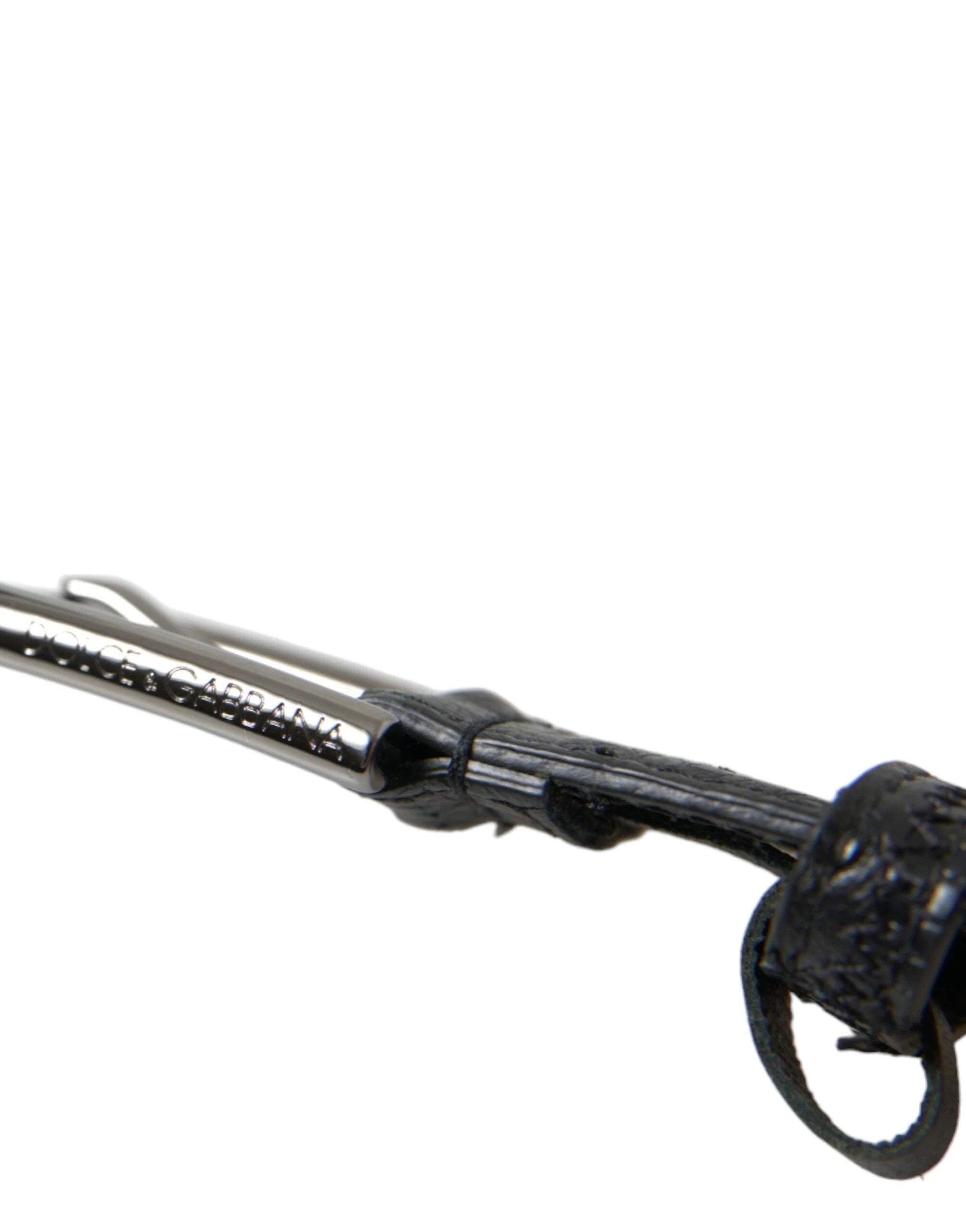 Dolce & Gabbana Black Exotic Leather Silver Metal Buckle Belt by Dolce & Gabbana