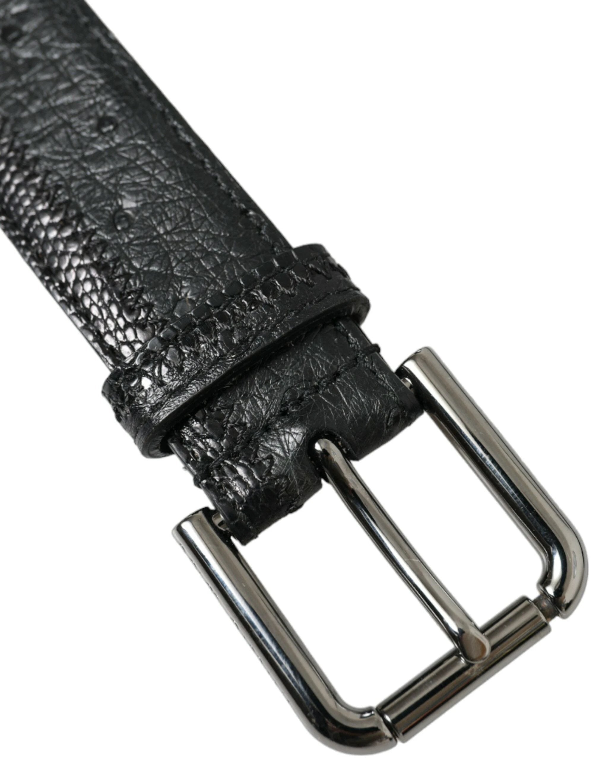 Dolce & Gabbana Black Exotic Leather Silver Metal Buckle Belt by Dolce & Gabbana