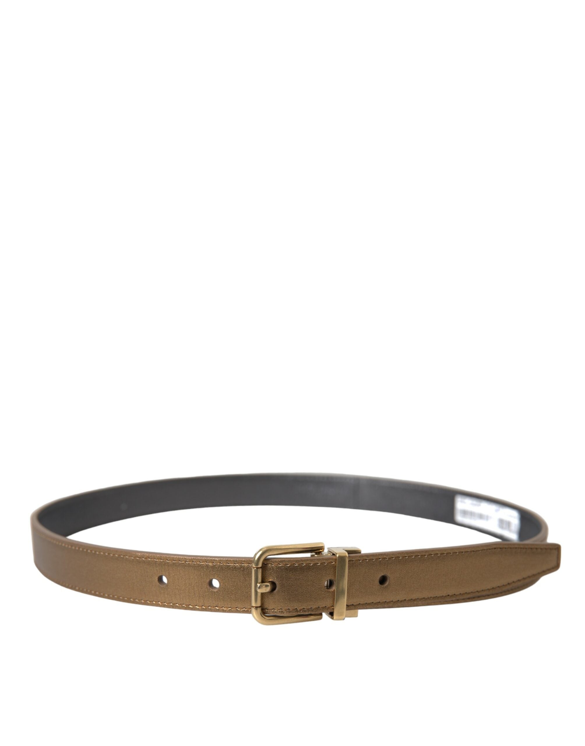 Dolce & Gabbana Metallic Gold Calf Leather Metal Buckle Belt by Dolce & Gabbana