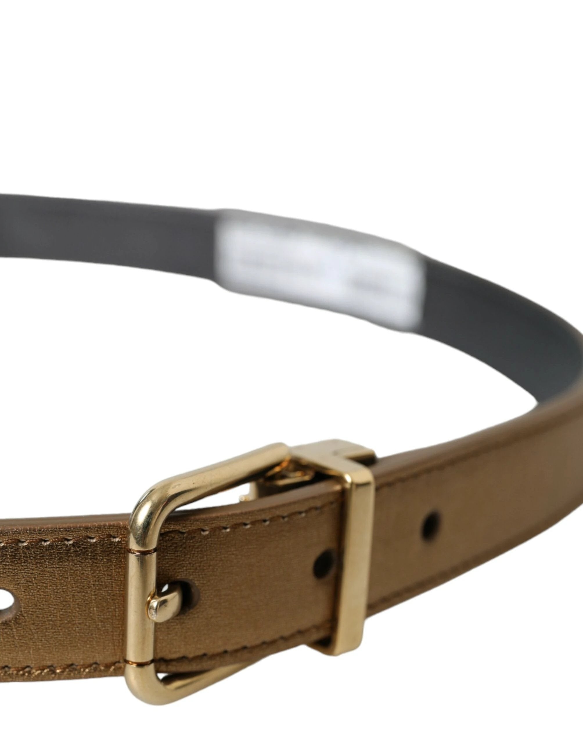 Dolce & Gabbana Metallic Gold Calf Leather Metal Buckle Belt by Dolce & Gabbana