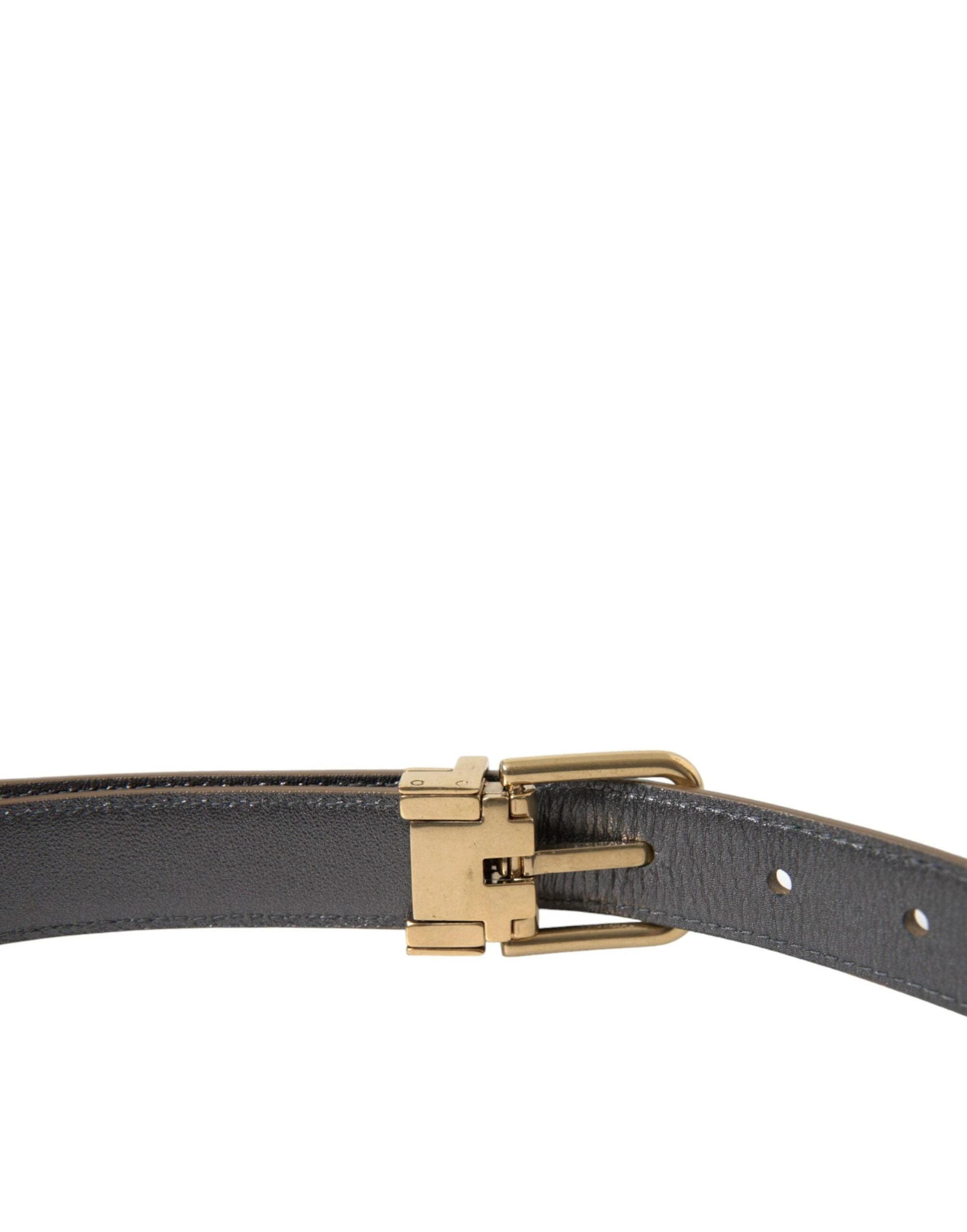 Dolce & Gabbana Metallic Gold Calf Leather Metal Buckle Belt by Dolce & Gabbana