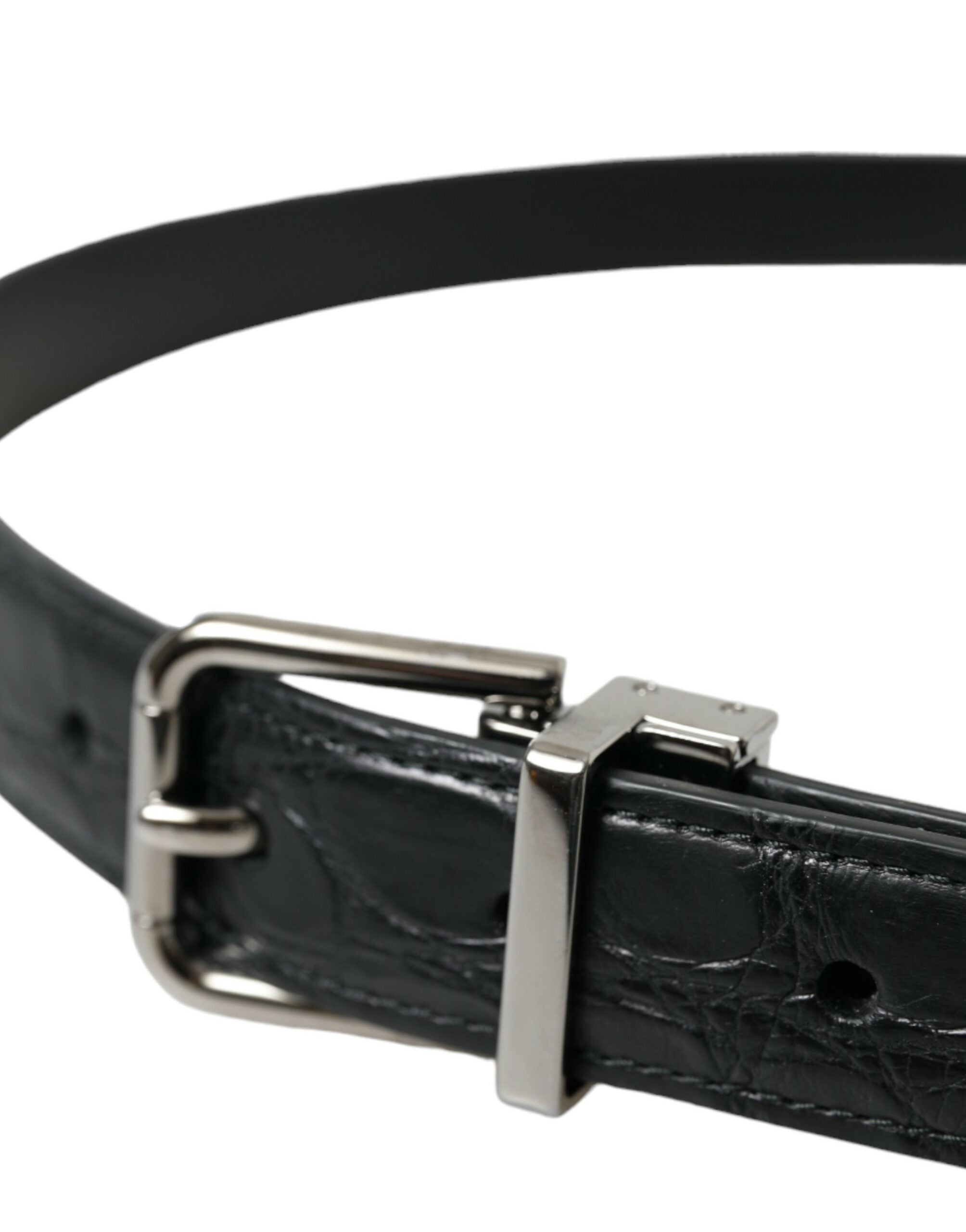 Dolce & Gabbana Black Leather Silver Metal Buckle Belt by Dolce & Gabbana