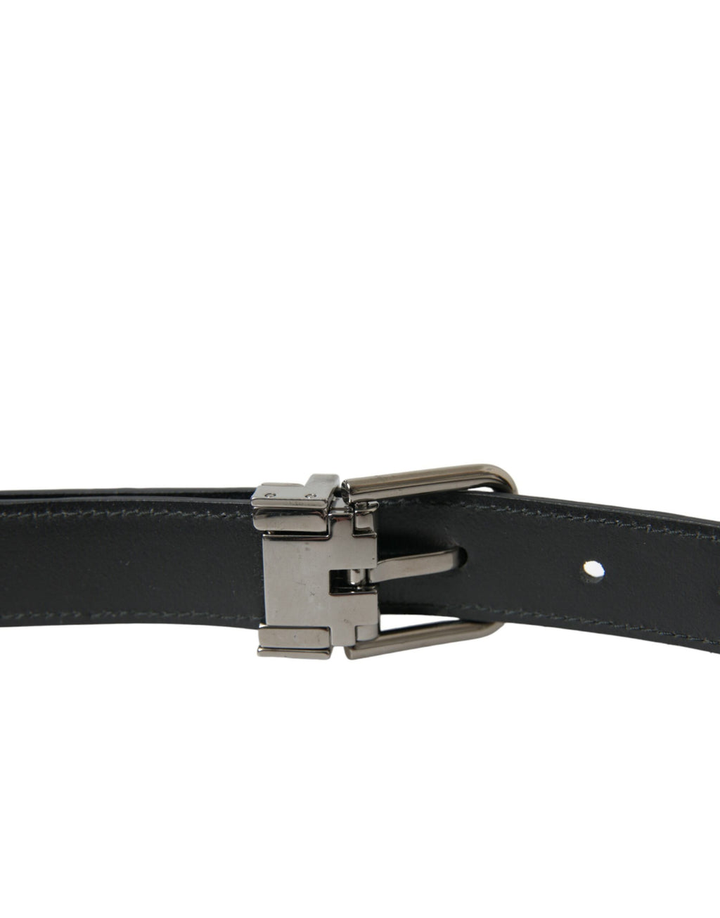Dolce & Gabbana Black Leather Silver Metal Buckle Belt by Dolce & Gabbana