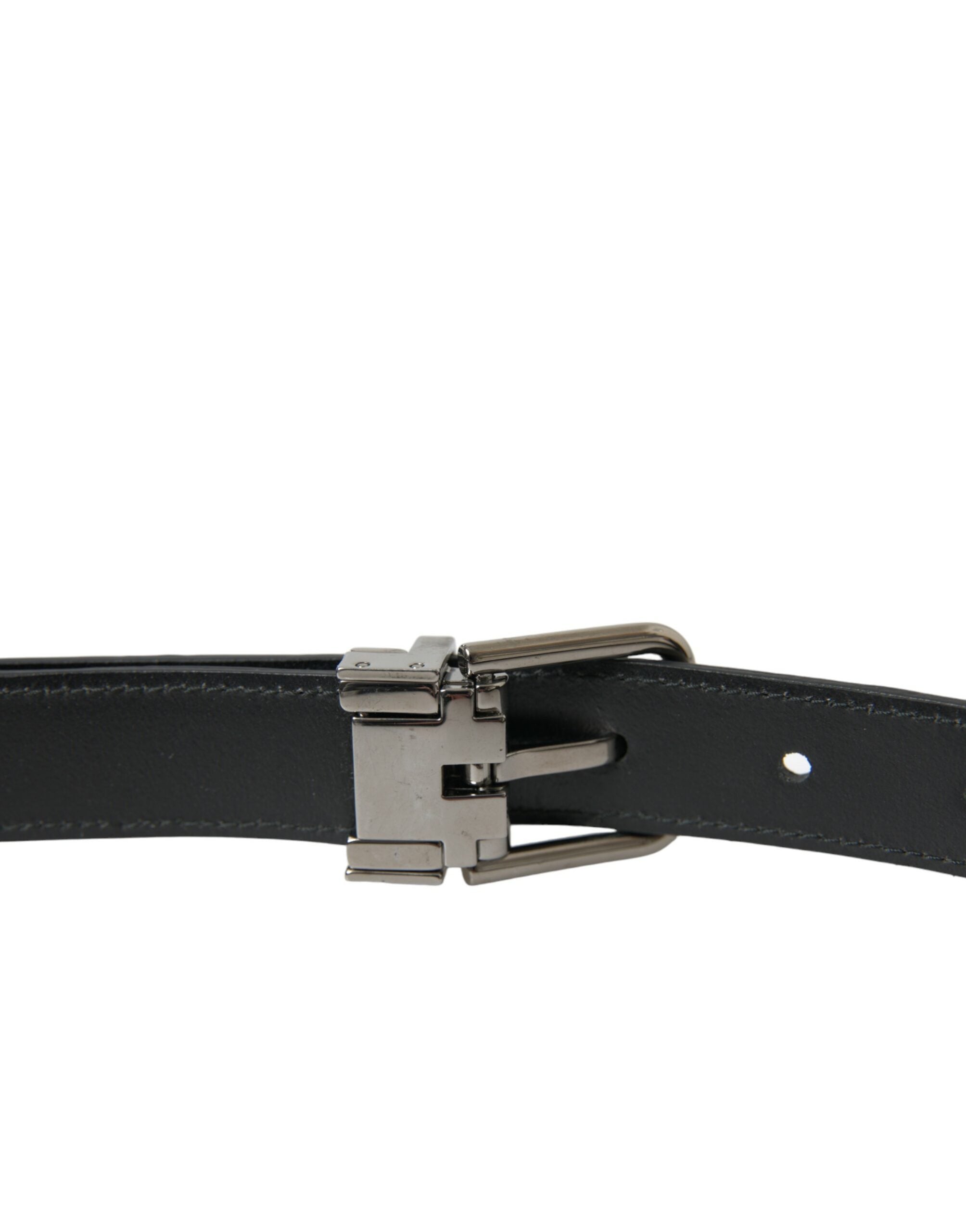 Dolce & Gabbana Black Leather Silver Metal Buckle Belt by Dolce & Gabbana