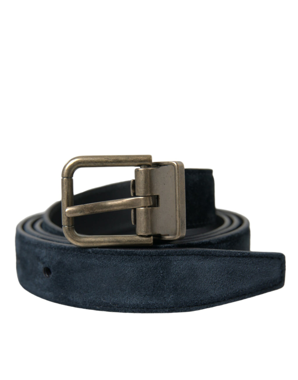 Dolce & Gabbana Blue Suede Leather Gold Metal Buckle Belt by Dolce & Gabbana