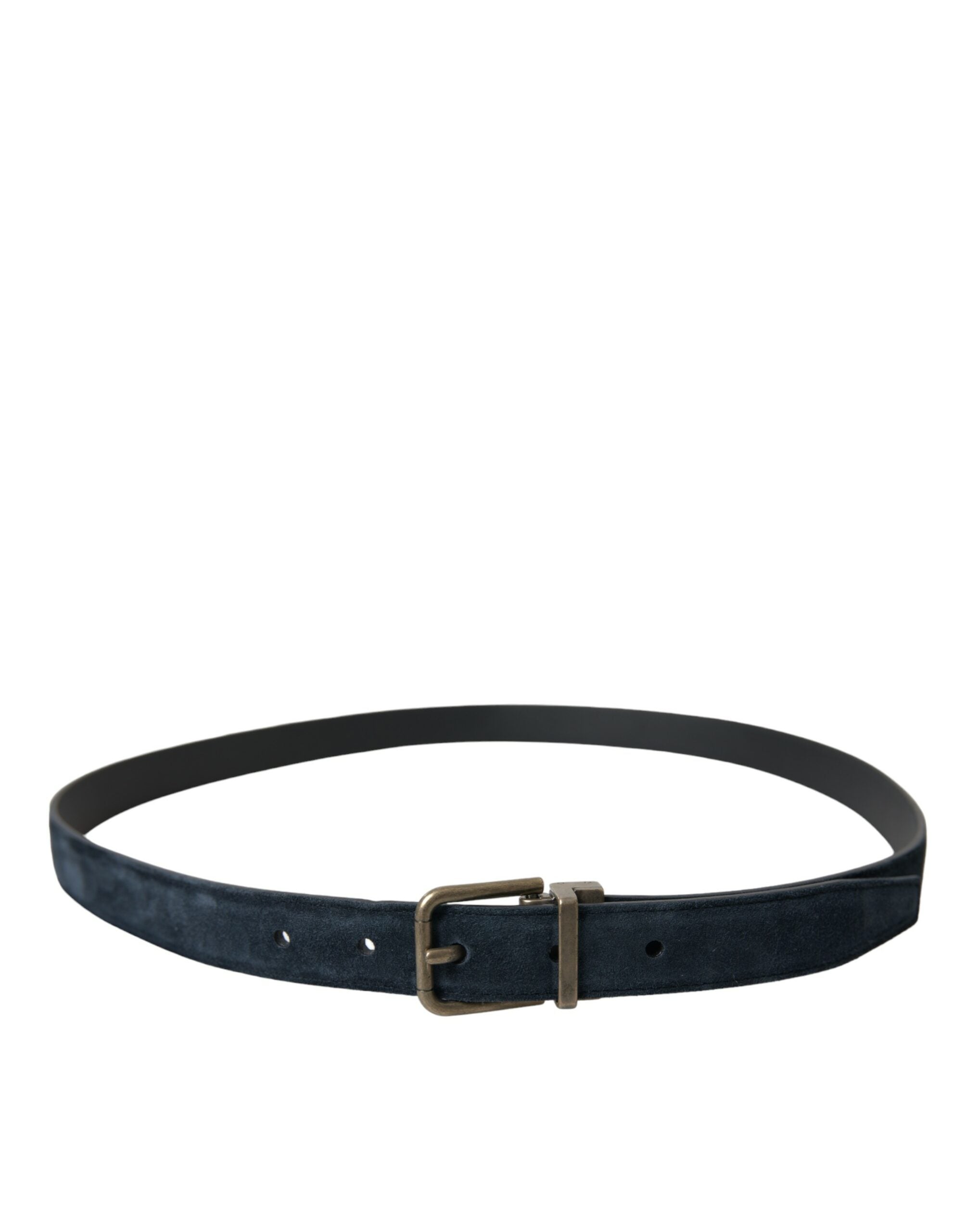 Dolce & Gabbana Blue Suede Leather Gold Metal Buckle Belt by Dolce & Gabbana