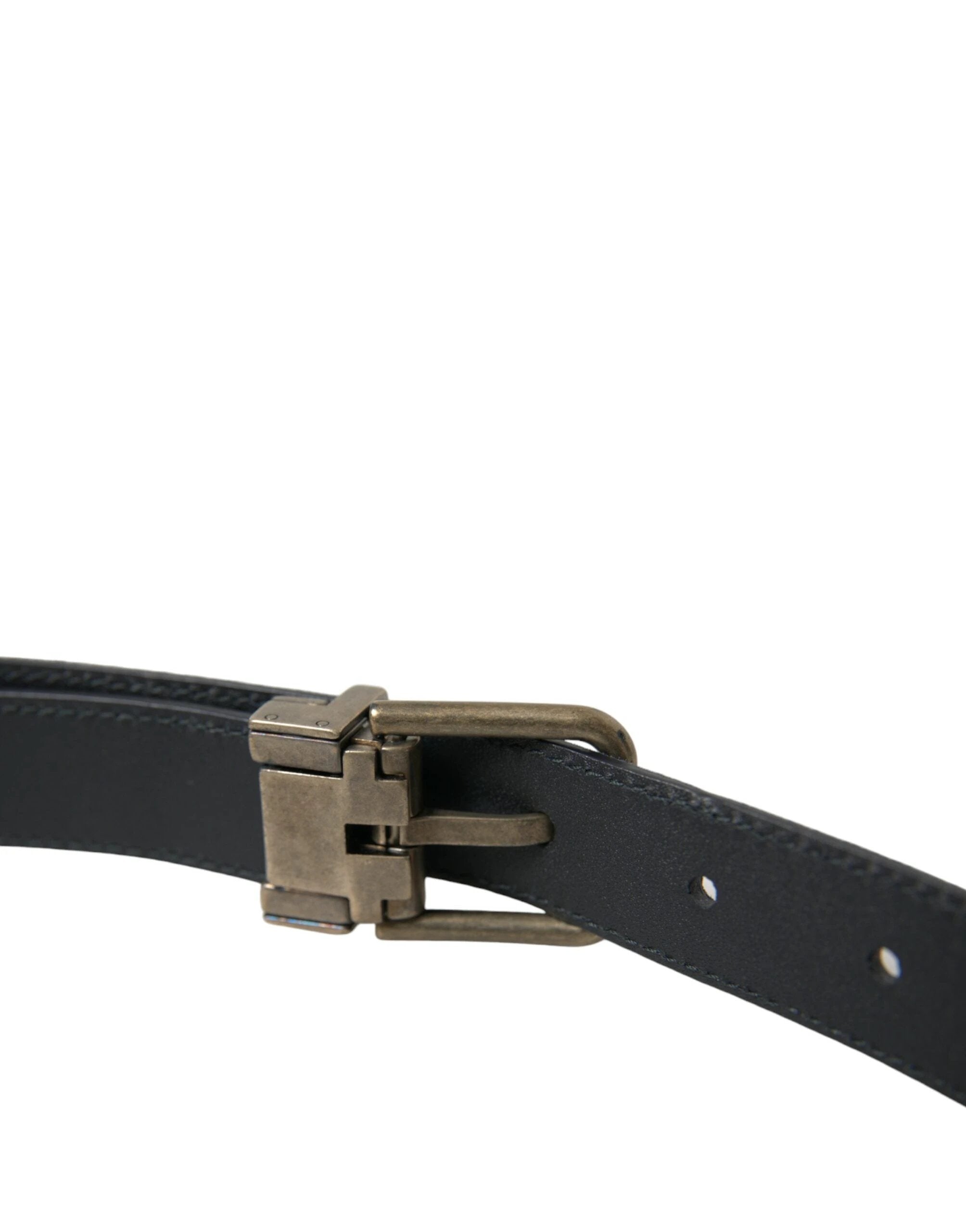Dolce & Gabbana Blue Suede Leather Gold Metal Buckle Belt by Dolce & Gabbana