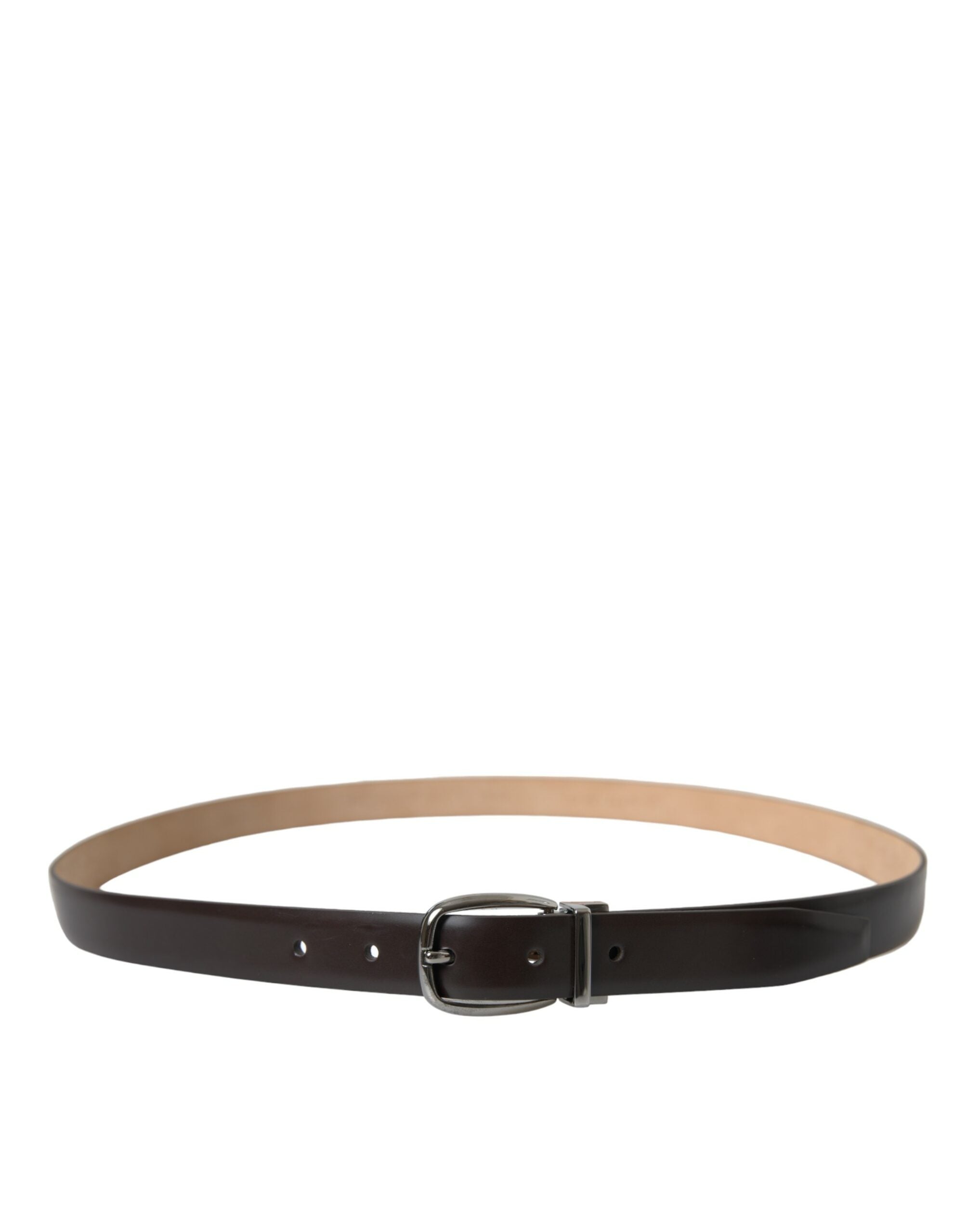 Dolce & Gabbana Dark Brown Leather Silver Metal Buckle Belt by Dolce & Gabbana