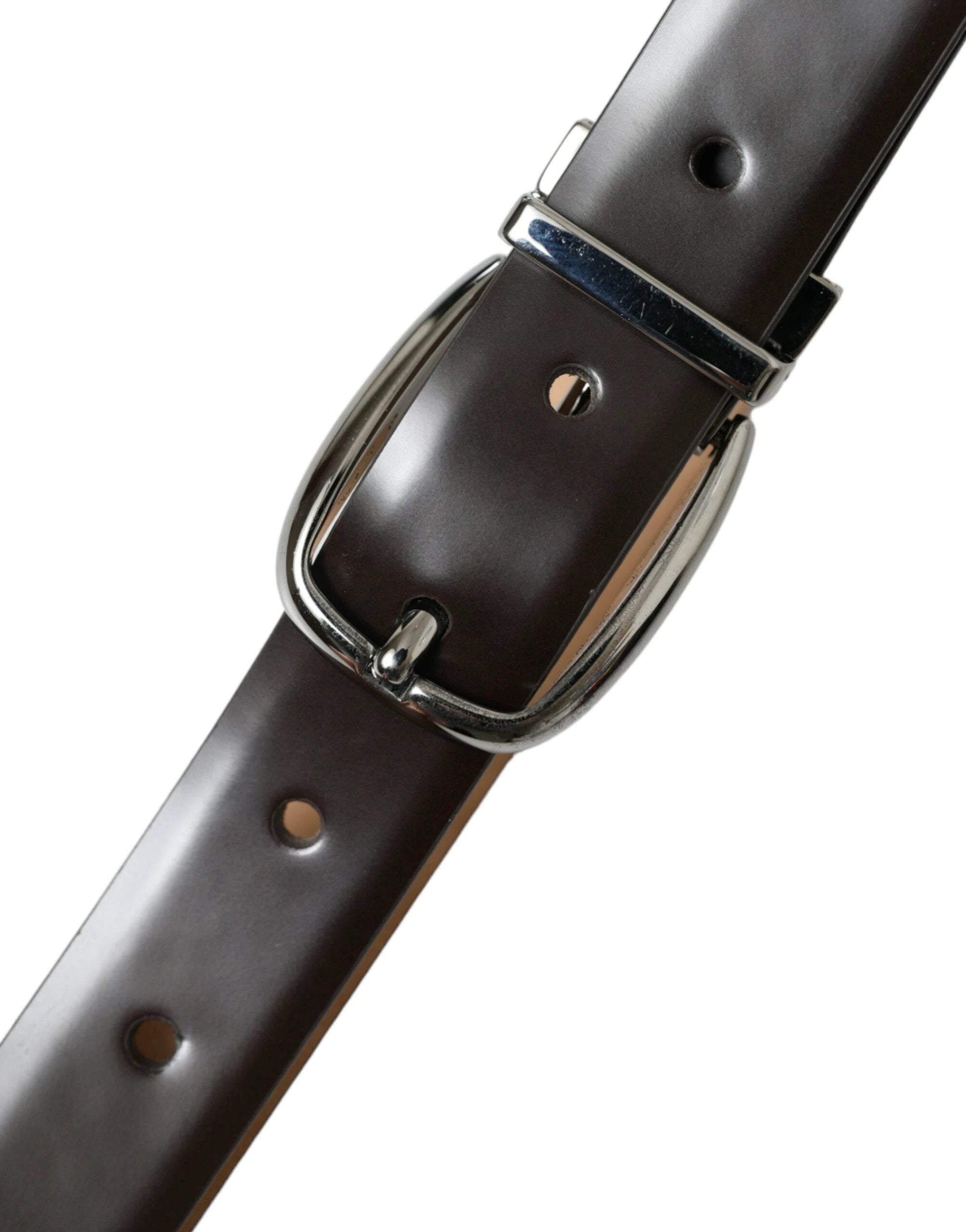 Dolce & Gabbana Dark Brown Leather Silver Metal Buckle Belt by Dolce & Gabbana