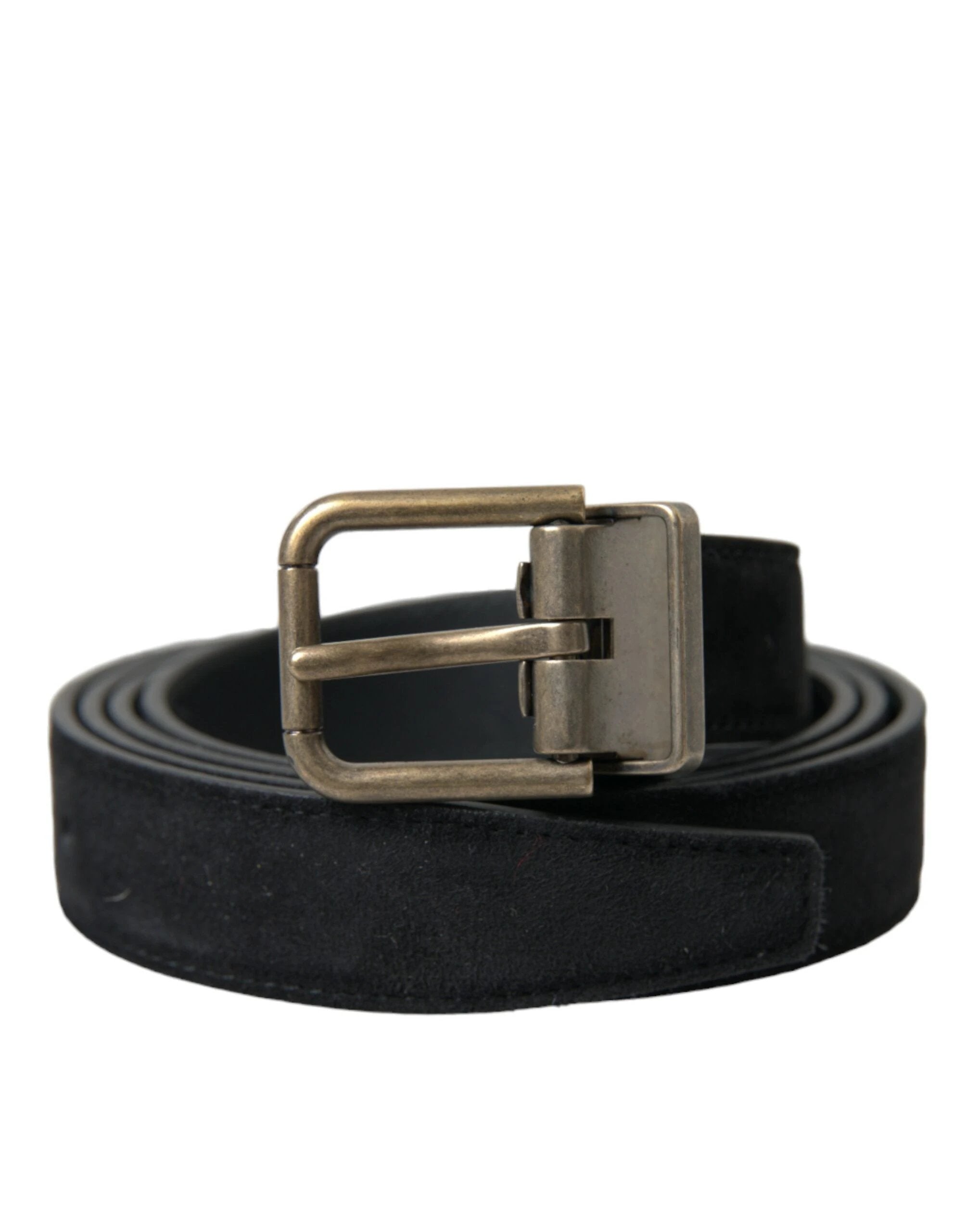 Dolce & Gabbana Black Suede Leather Gold Metal Buckle Belt by Dolce & Gabbana