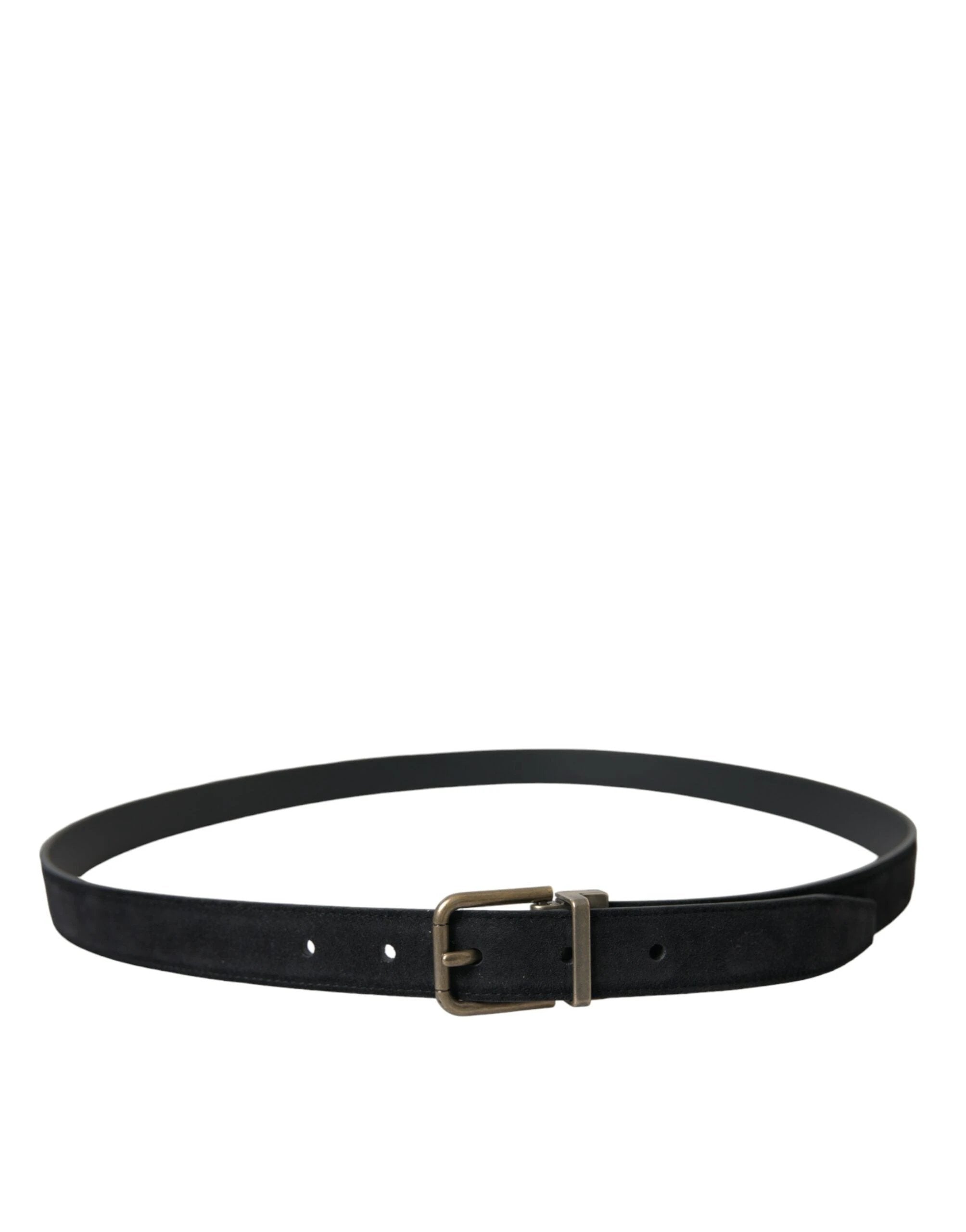 Dolce & Gabbana Black Suede Leather Gold Metal Buckle Belt by Dolce & Gabbana