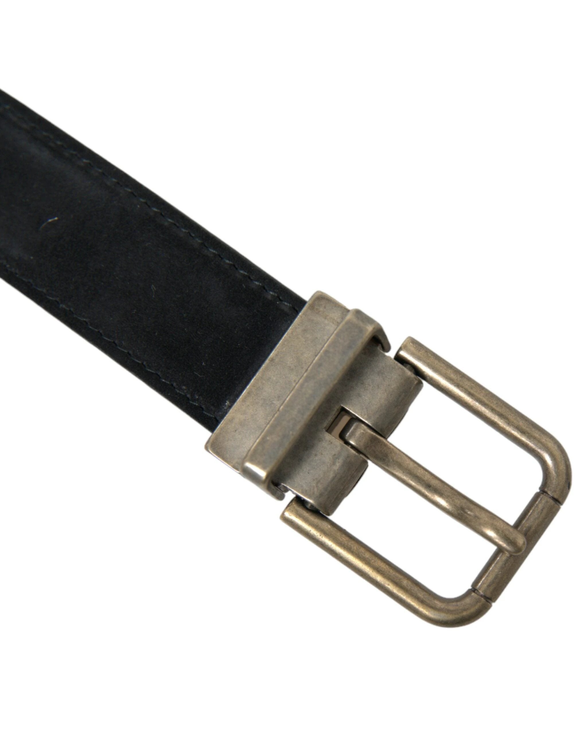 Dolce & Gabbana Black Suede Leather Gold Metal Buckle Belt by Dolce & Gabbana