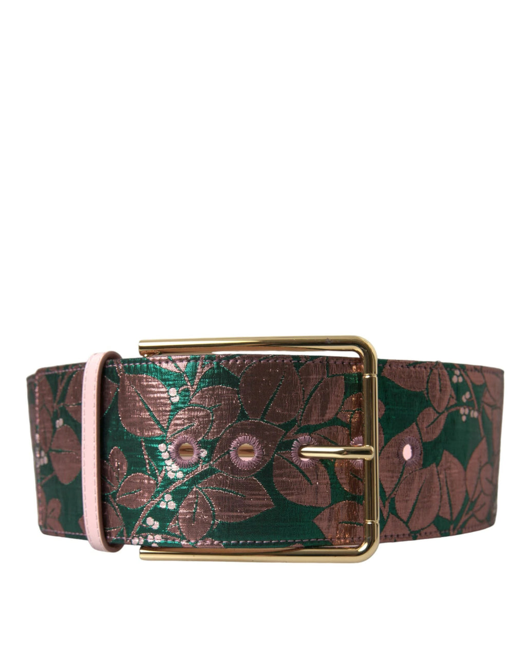 Dolce & Gabbana Multicolor Floral Jacquard Lurex Gold Buckle Belt by Dolce & Gabbana