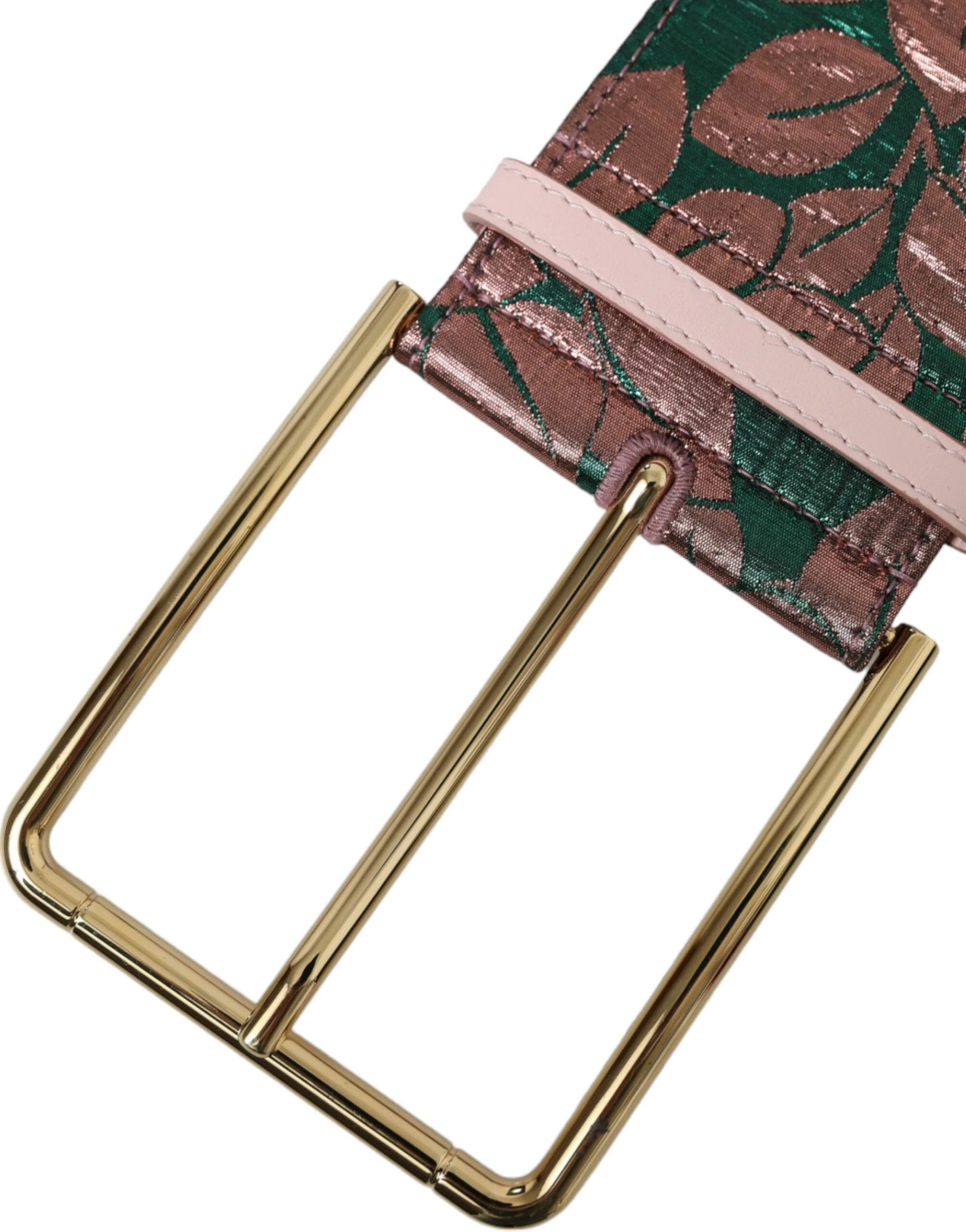 Dolce & Gabbana Multicolor Floral Jacquard Lurex Gold Buckle Belt by Dolce & Gabbana