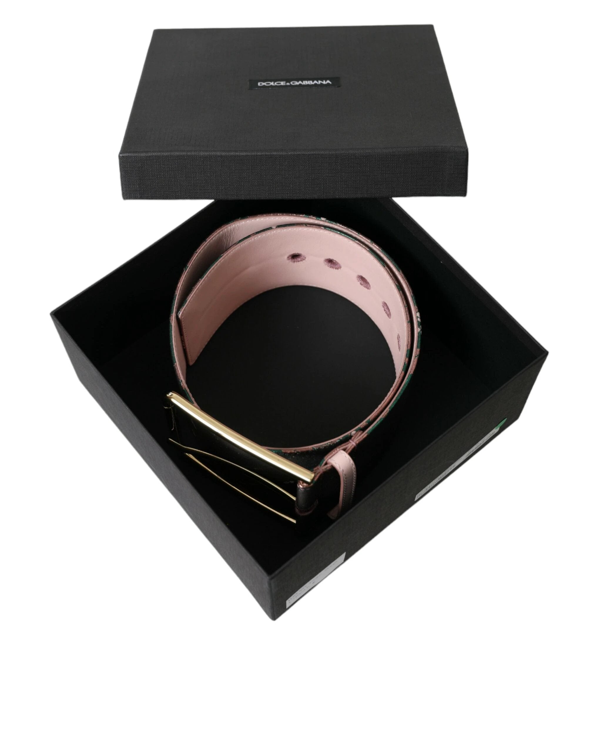 Dolce & Gabbana Multicolor Floral Jacquard Lurex Gold Buckle Belt by Dolce & Gabbana